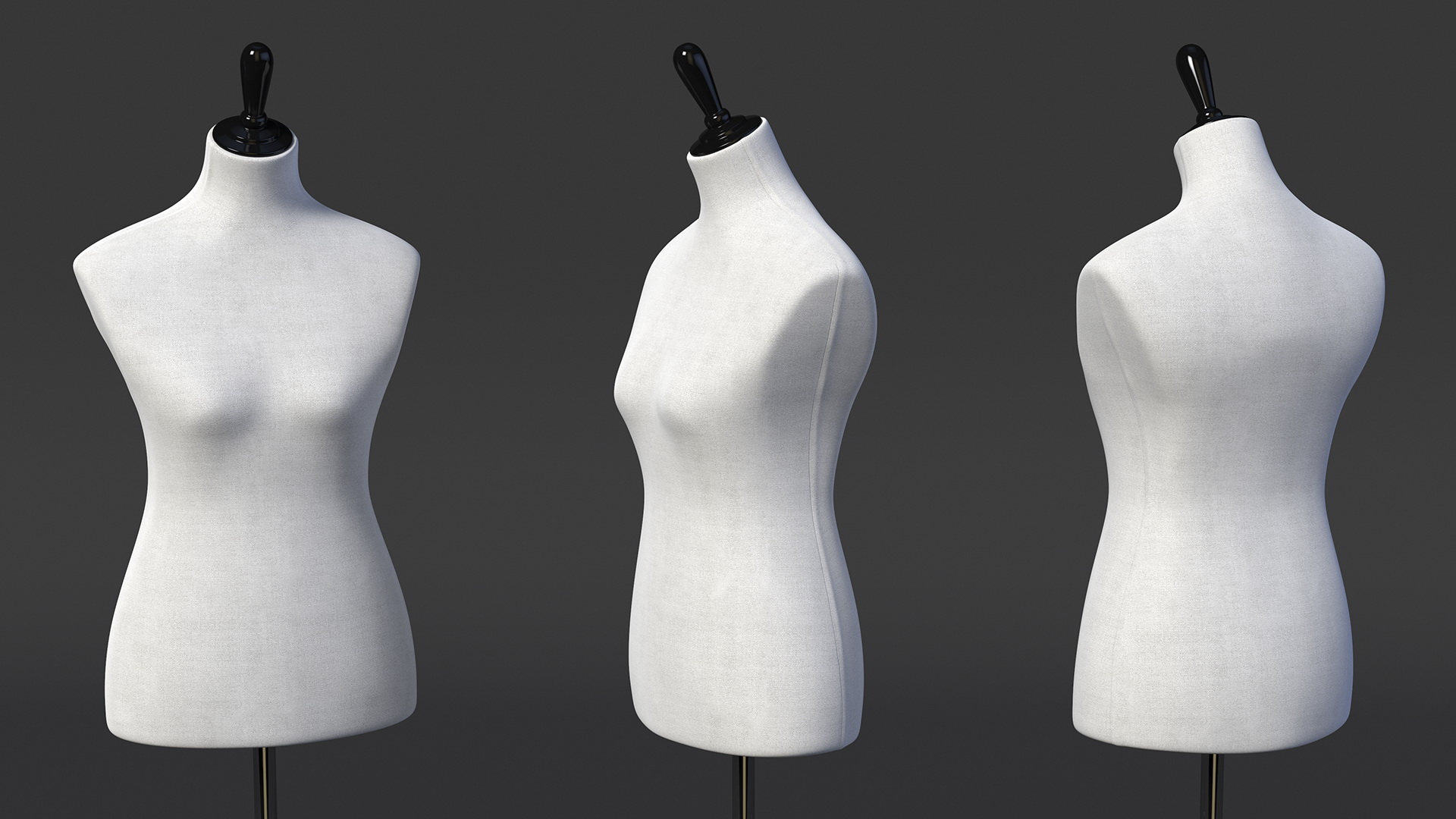 3D model Female Sewing Mannequin Torso with Stand