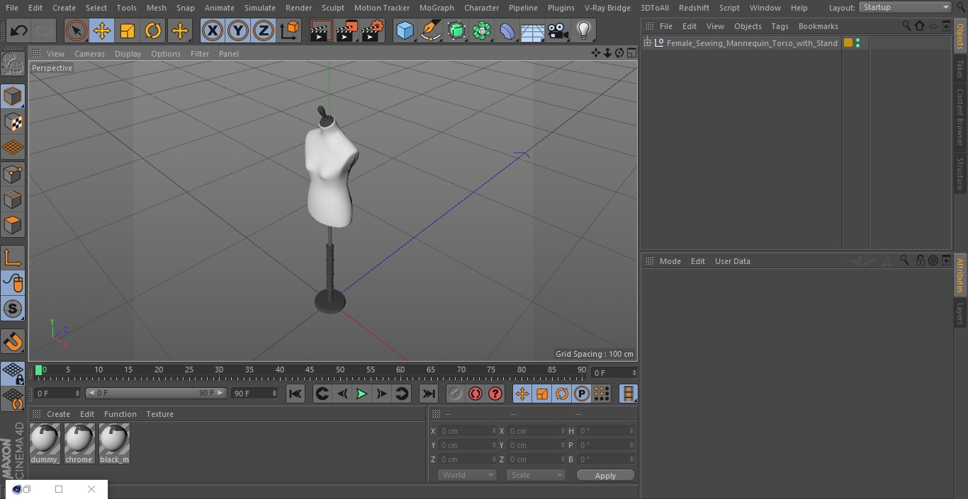 3D model Female Sewing Mannequin Torso with Stand