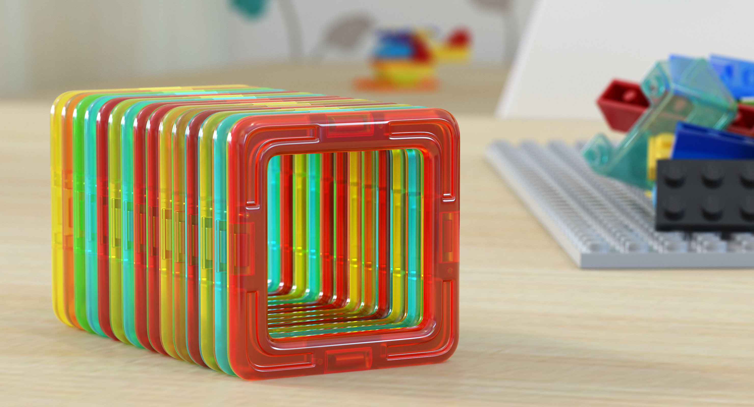 Magnetic Designer Toy Rectangles 3D Models Set, view 3
