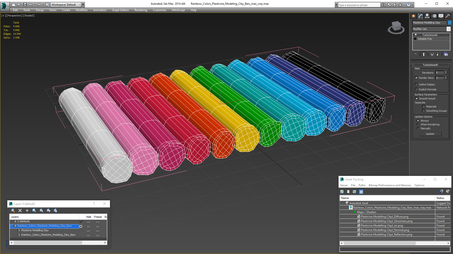 Rainbow Colors Plasticine Modeling Clay Bars 3D model