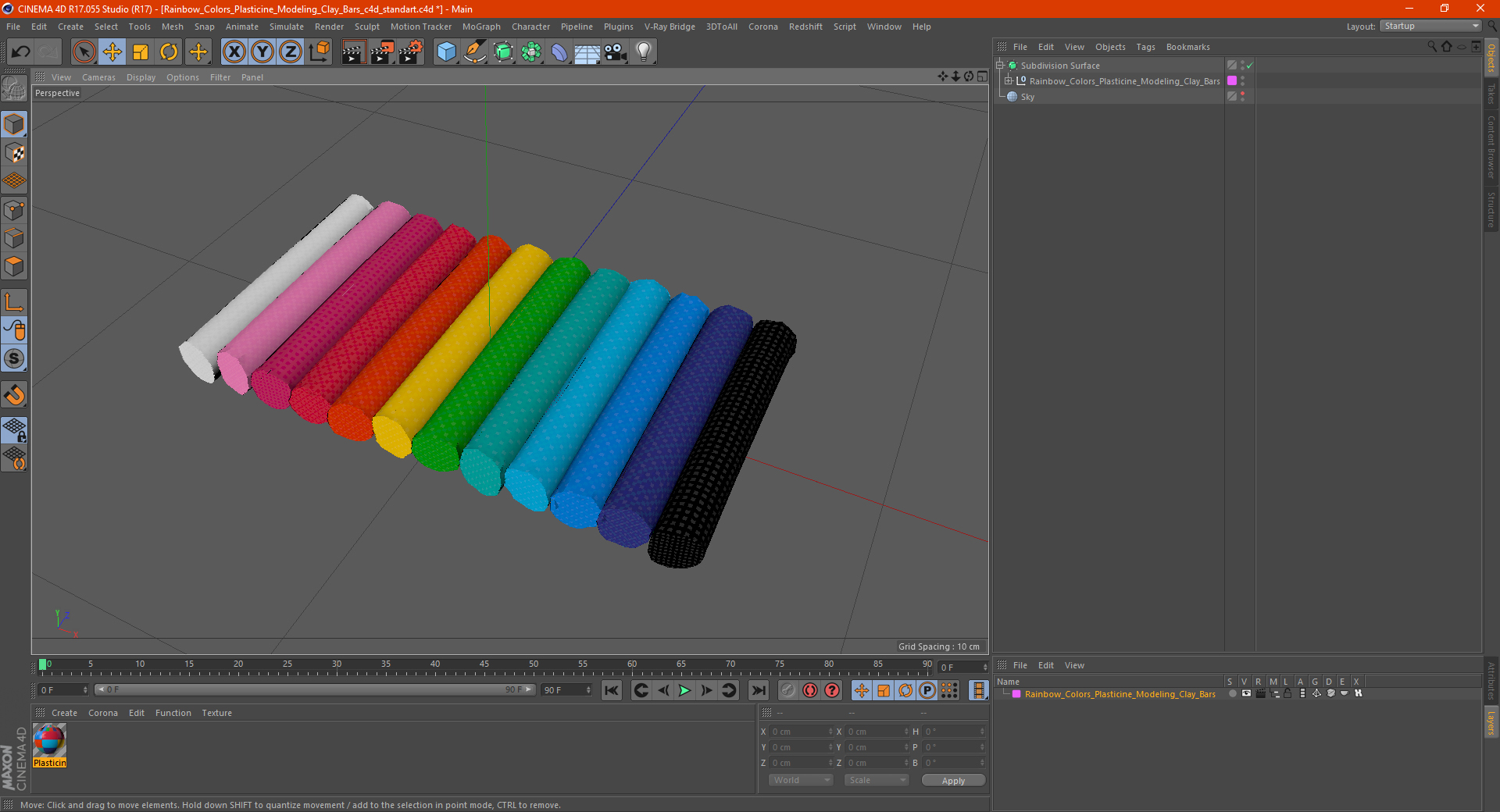 Rainbow Colors Plasticine Modeling Clay Bars 3D model
