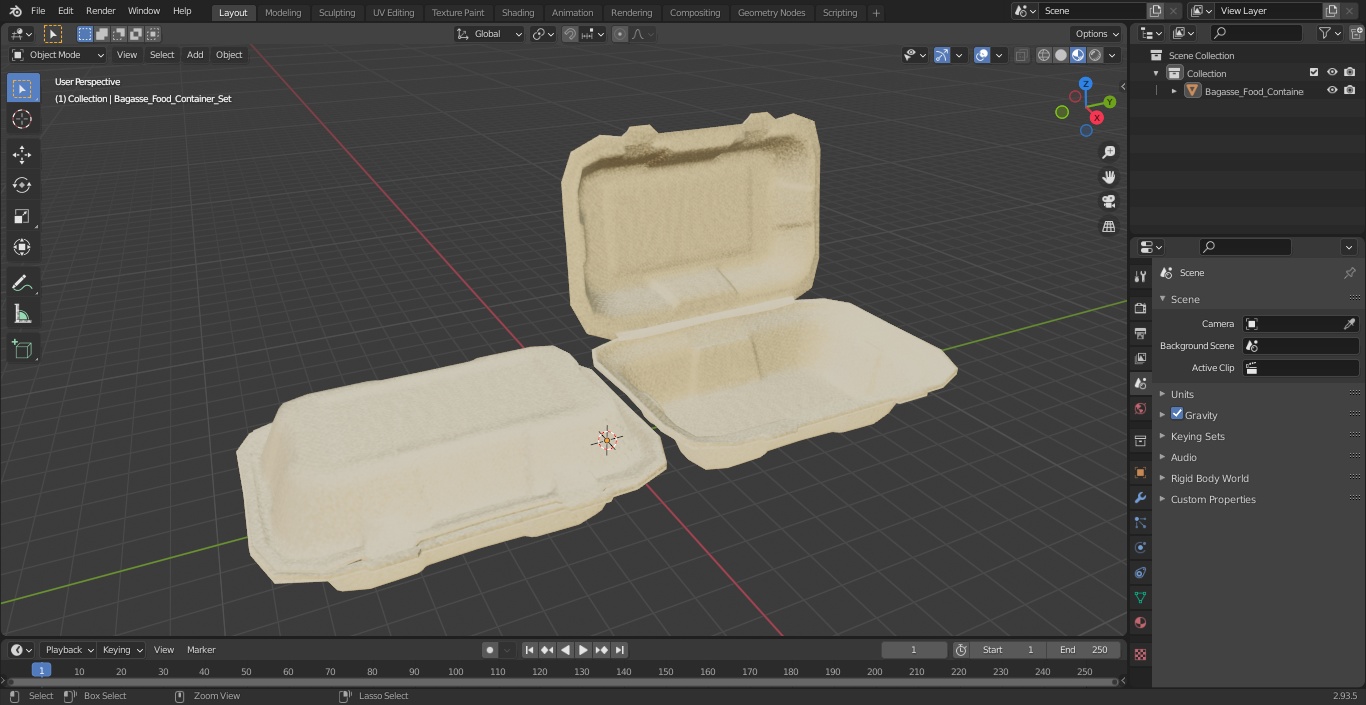 3D Bagasse Food Container Set