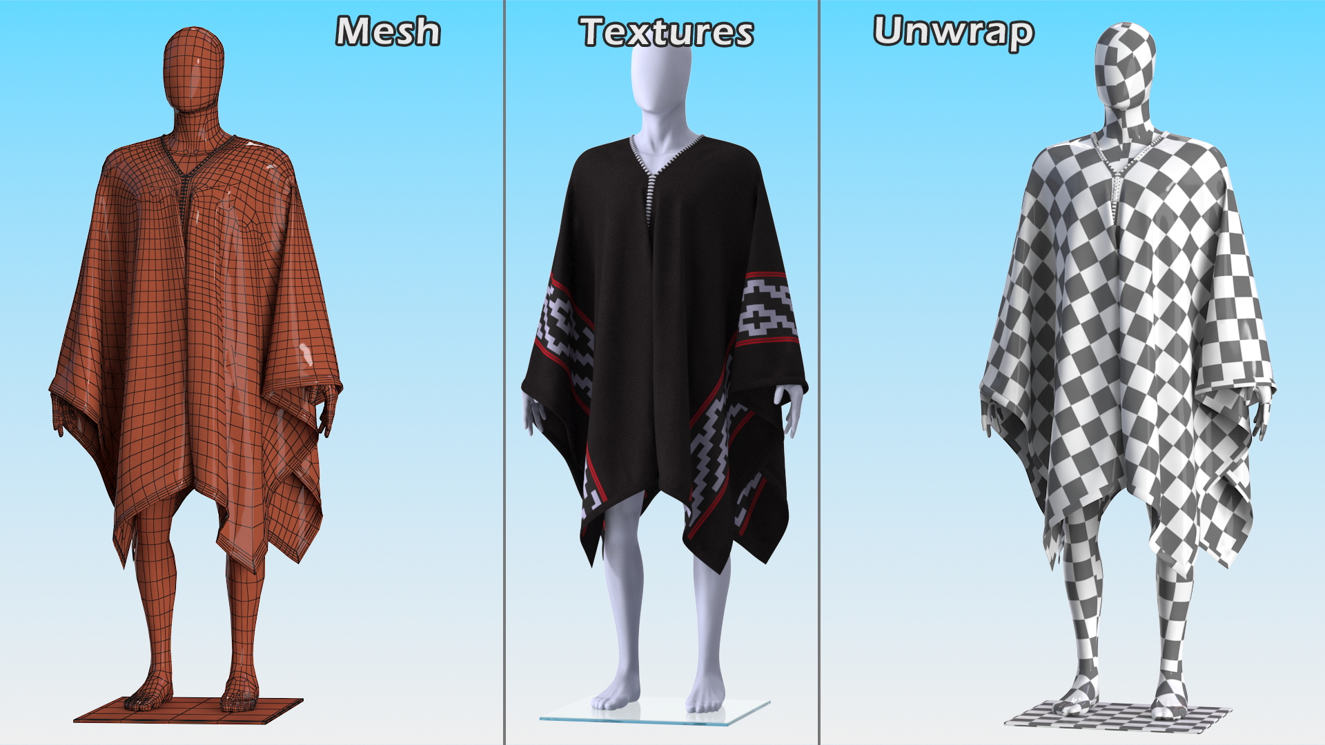 3D model Black Poncho on Mannequin