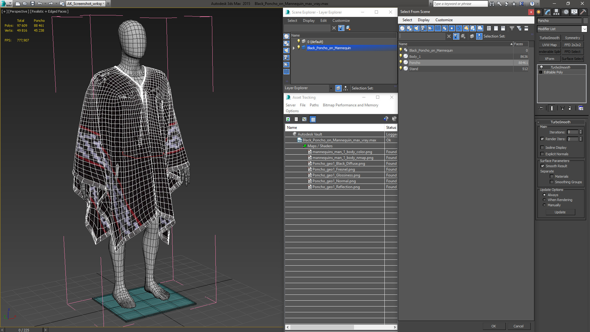 3D model Black Poncho on Mannequin