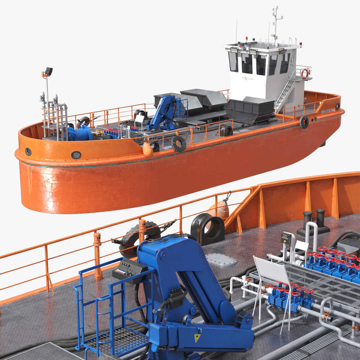 SYM Naval TM-083-23 Small Oil Tanker Ship - Orange