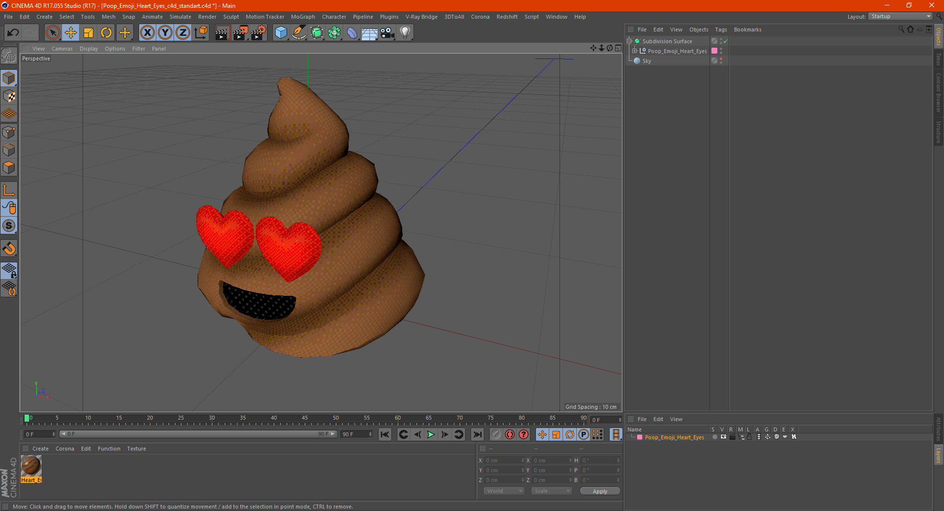 3D Poop Emoji Heart Eyes