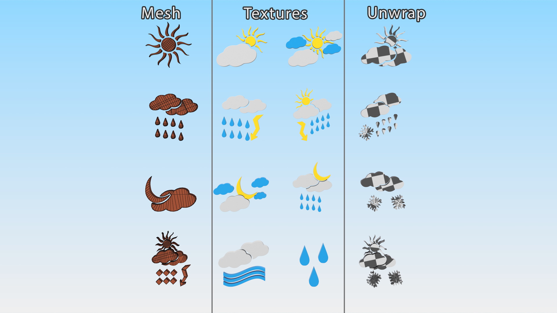 3D Meteorology Symbols Set model