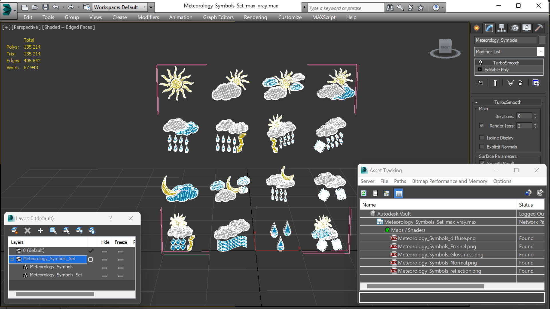 3D Meteorology Symbols Set model