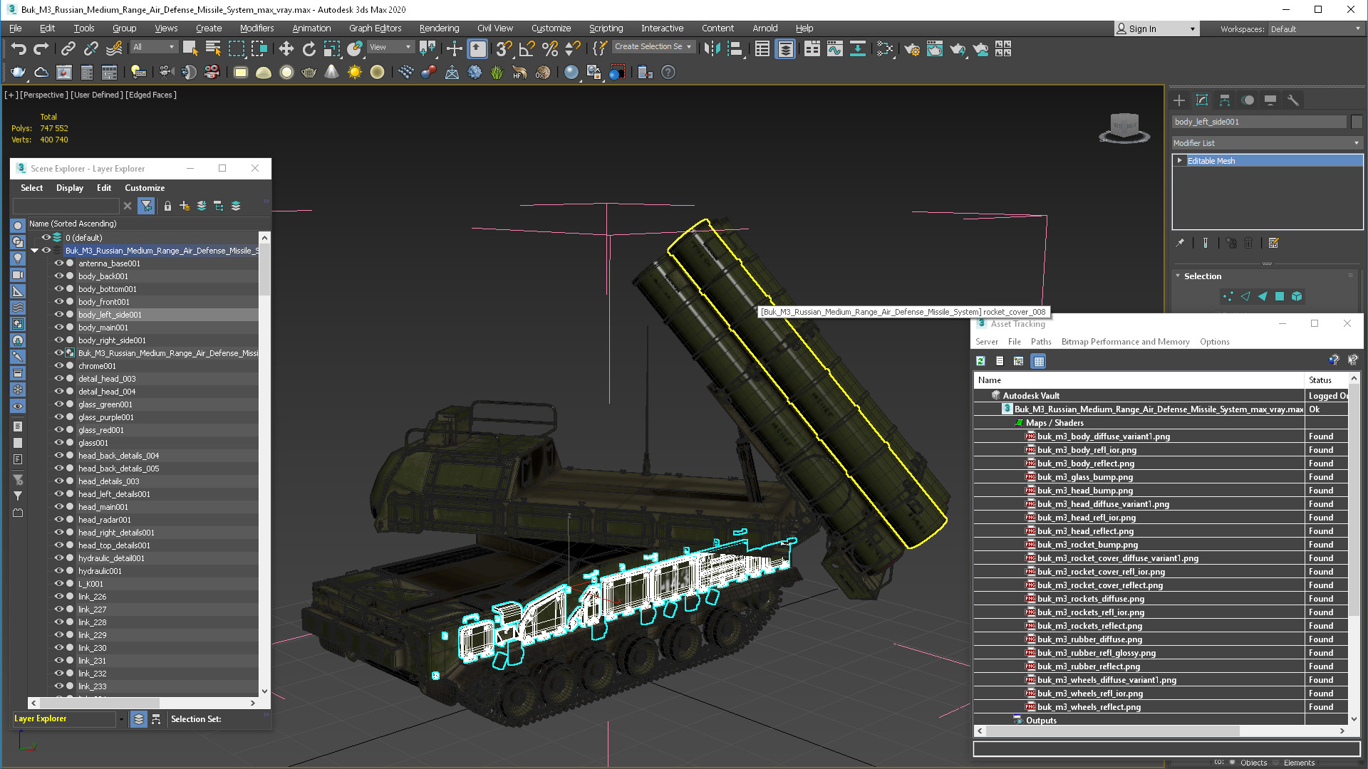 Buk M3 Russian Medium Range Air Defense Missile System 3D model