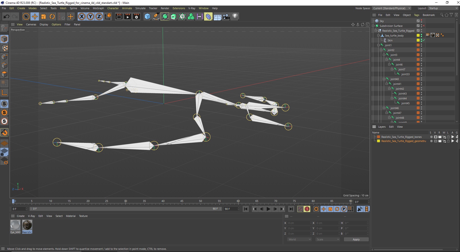 3D Realistic Sea Turtle Rigged for Cinema 4D