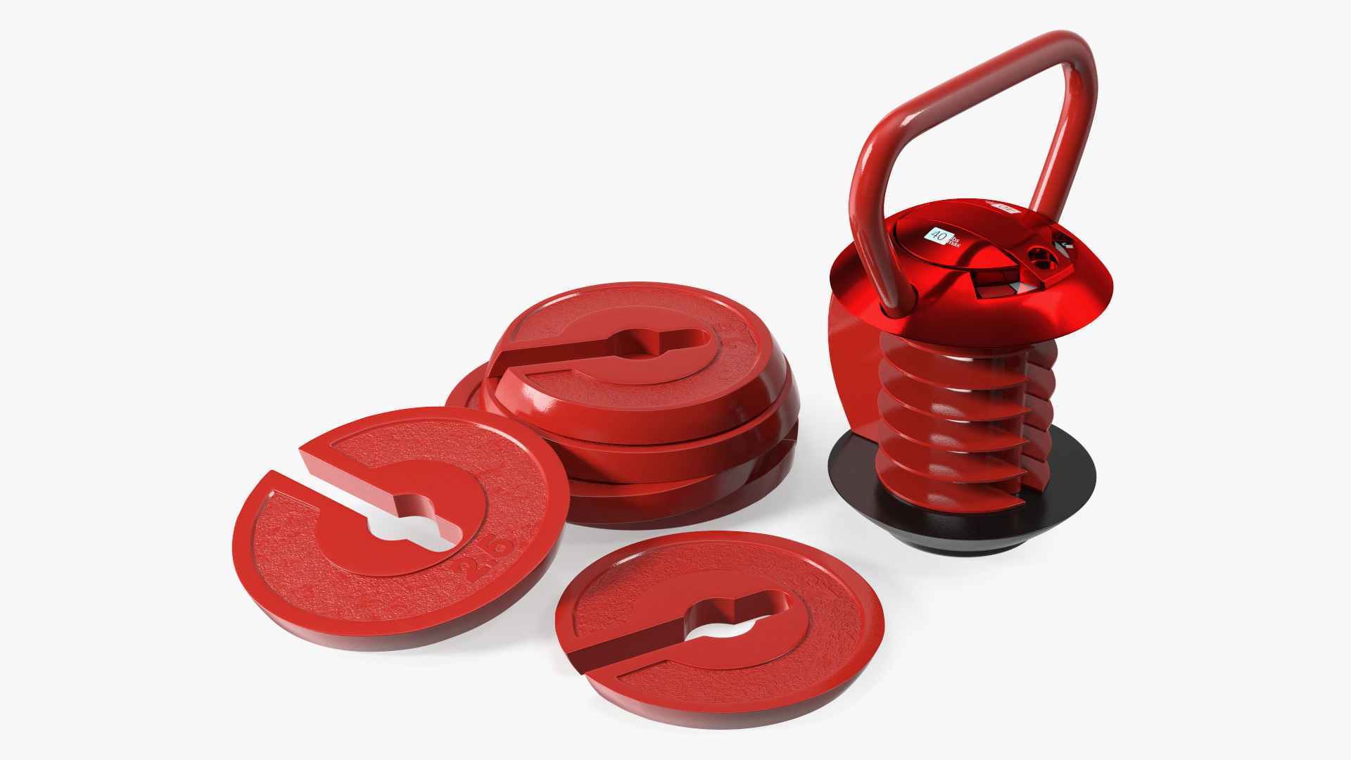 3D model Kettlebell with Disks Red