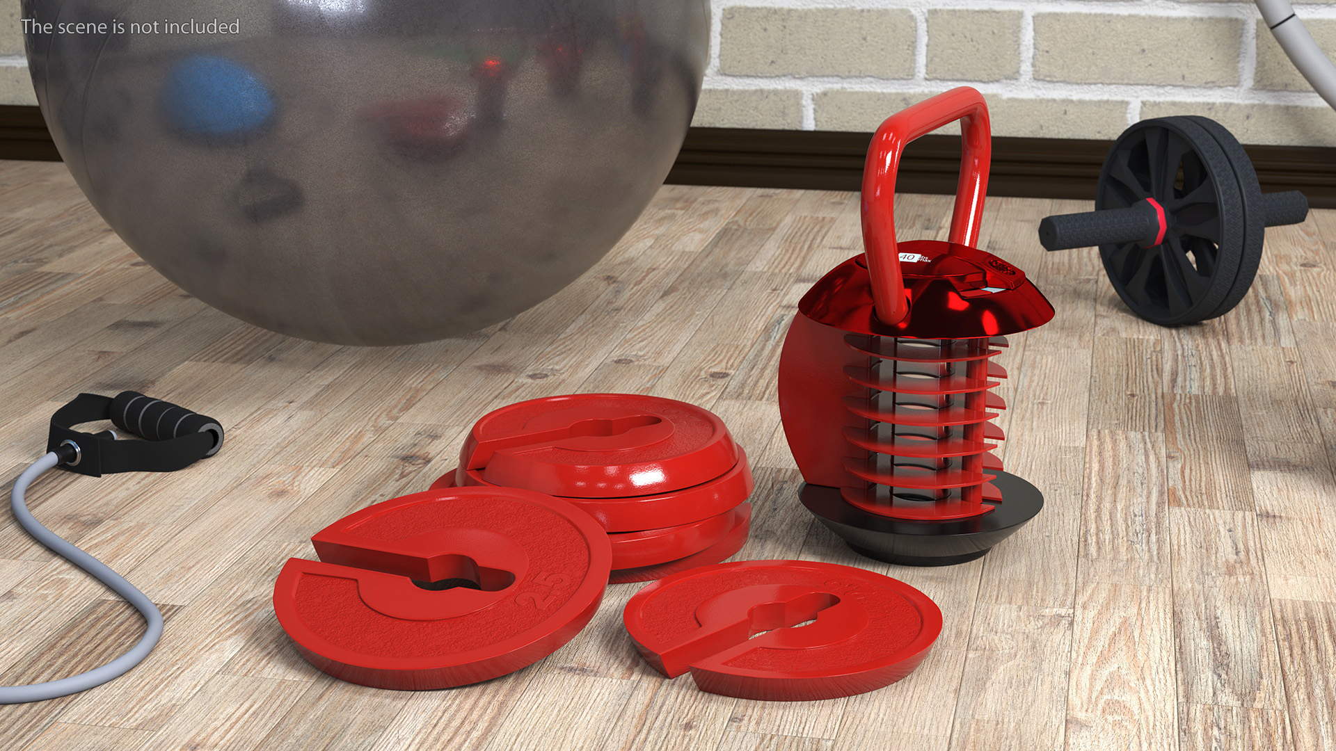 3D model Kettlebell with Disks Red