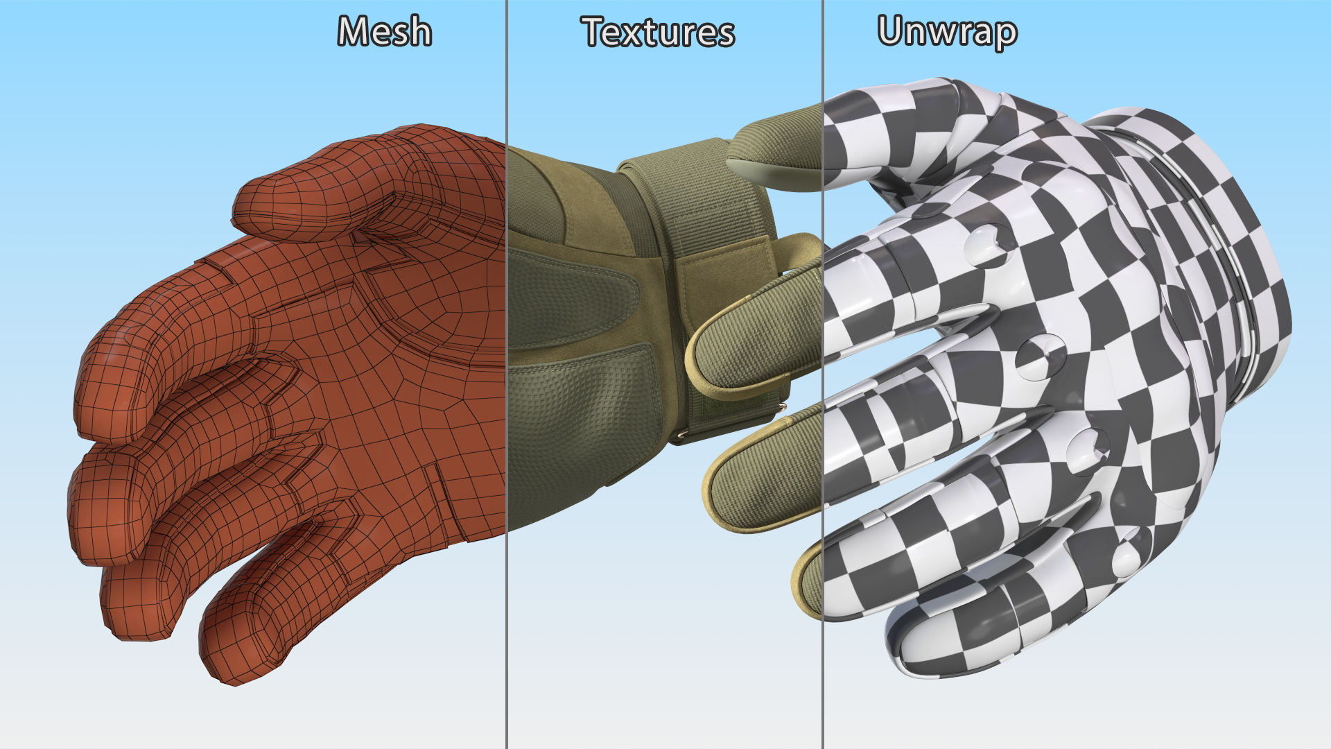 Tactical Gear Gloves Fur 3D model
