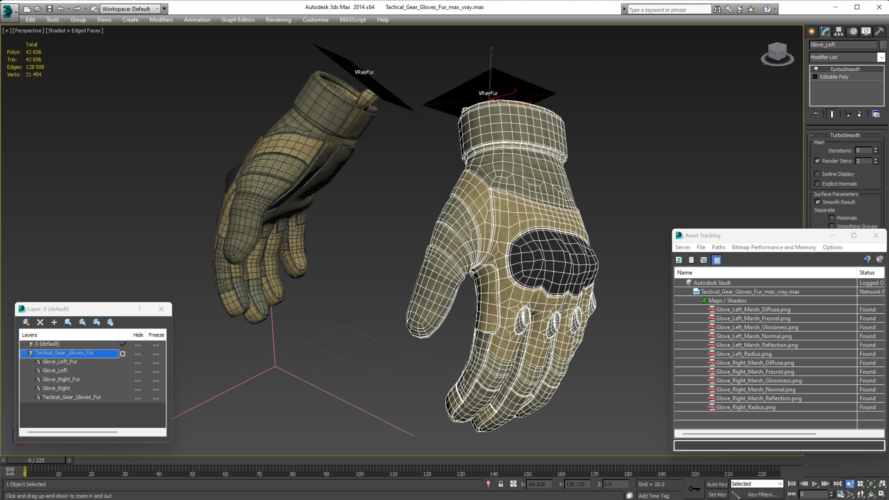 Tactical Gear Gloves Fur 3D model