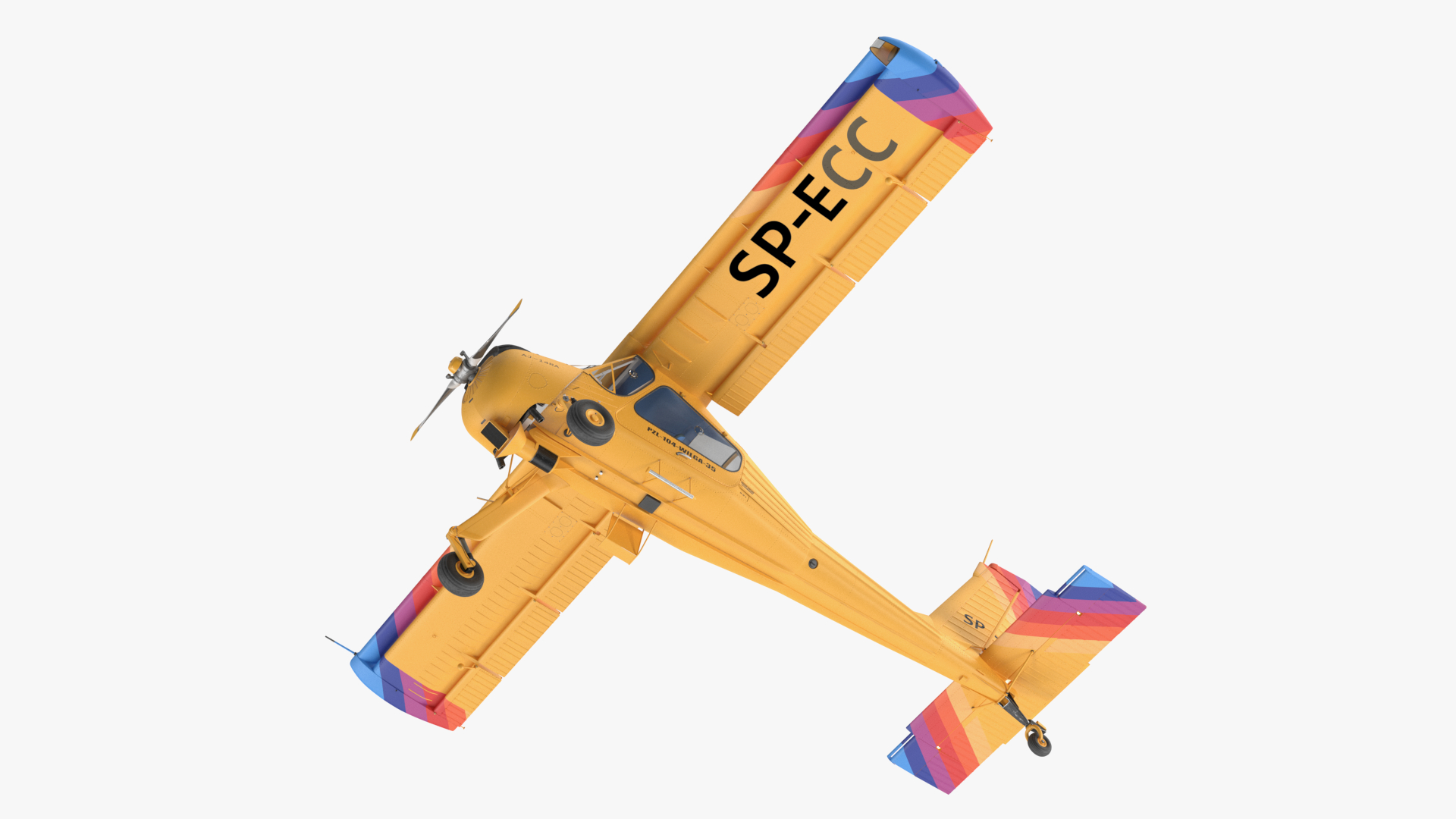 3D model Wilga PZL 104 Airplane Yellow Simple Interior