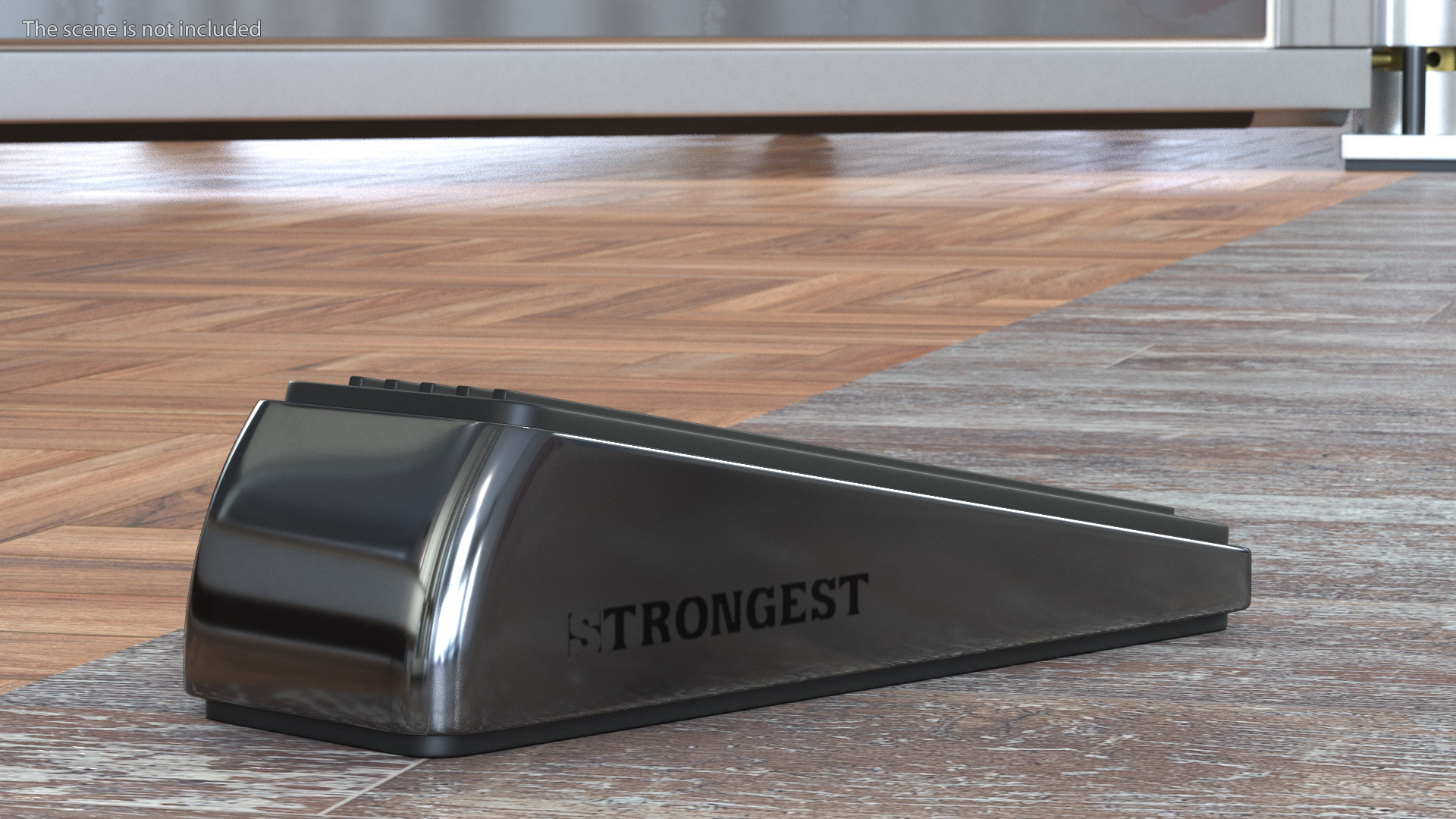 Door Stop Wedge Strongest Chrome 3D