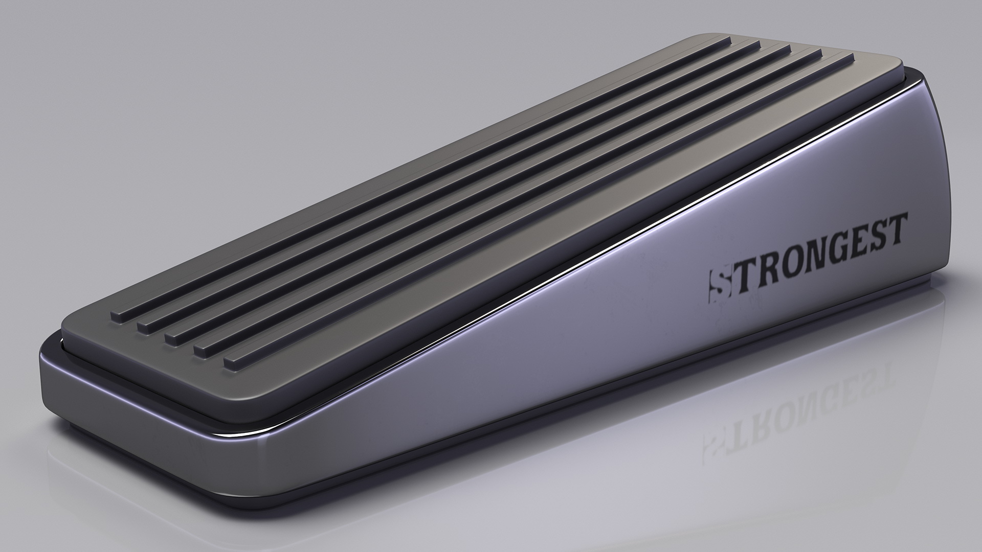 Door Stop Wedge Strongest Chrome 3D