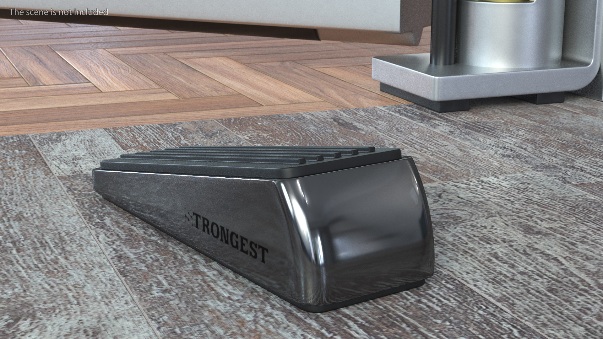 Door Stop Wedge Strongest Chrome 3D
