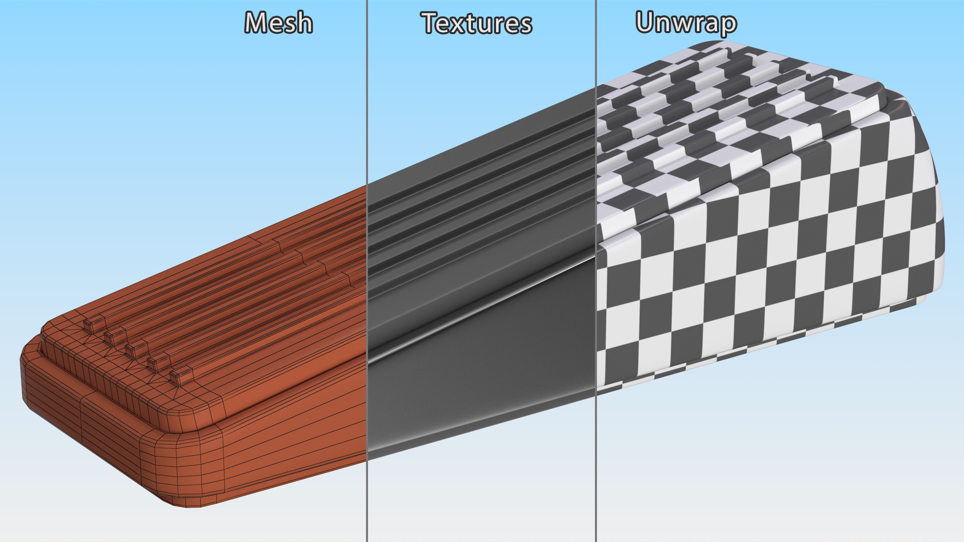 Door Stop Wedge Strongest Chrome 3D