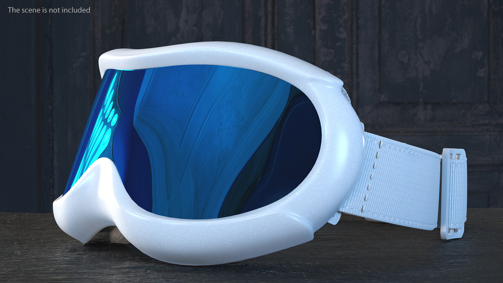 3D White Ski Goggles with Blue Glass model