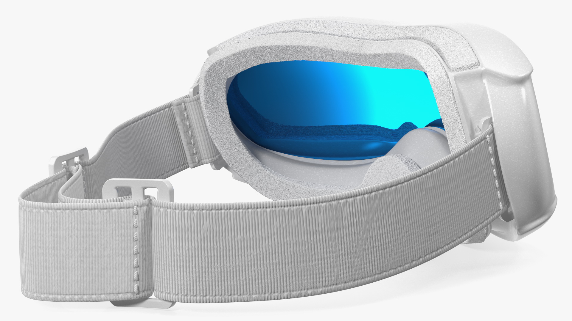 3D White Ski Goggles with Blue Glass model