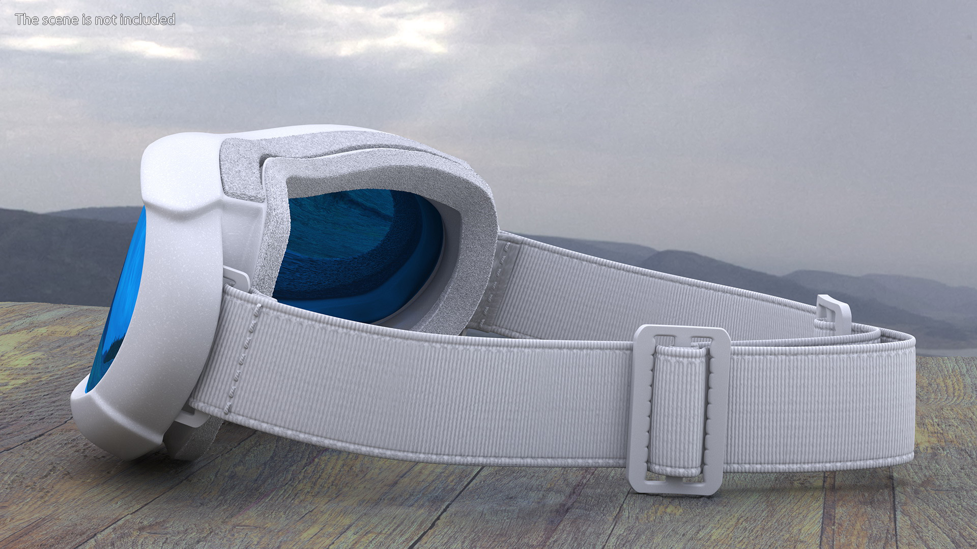 3D White Ski Goggles with Blue Glass model