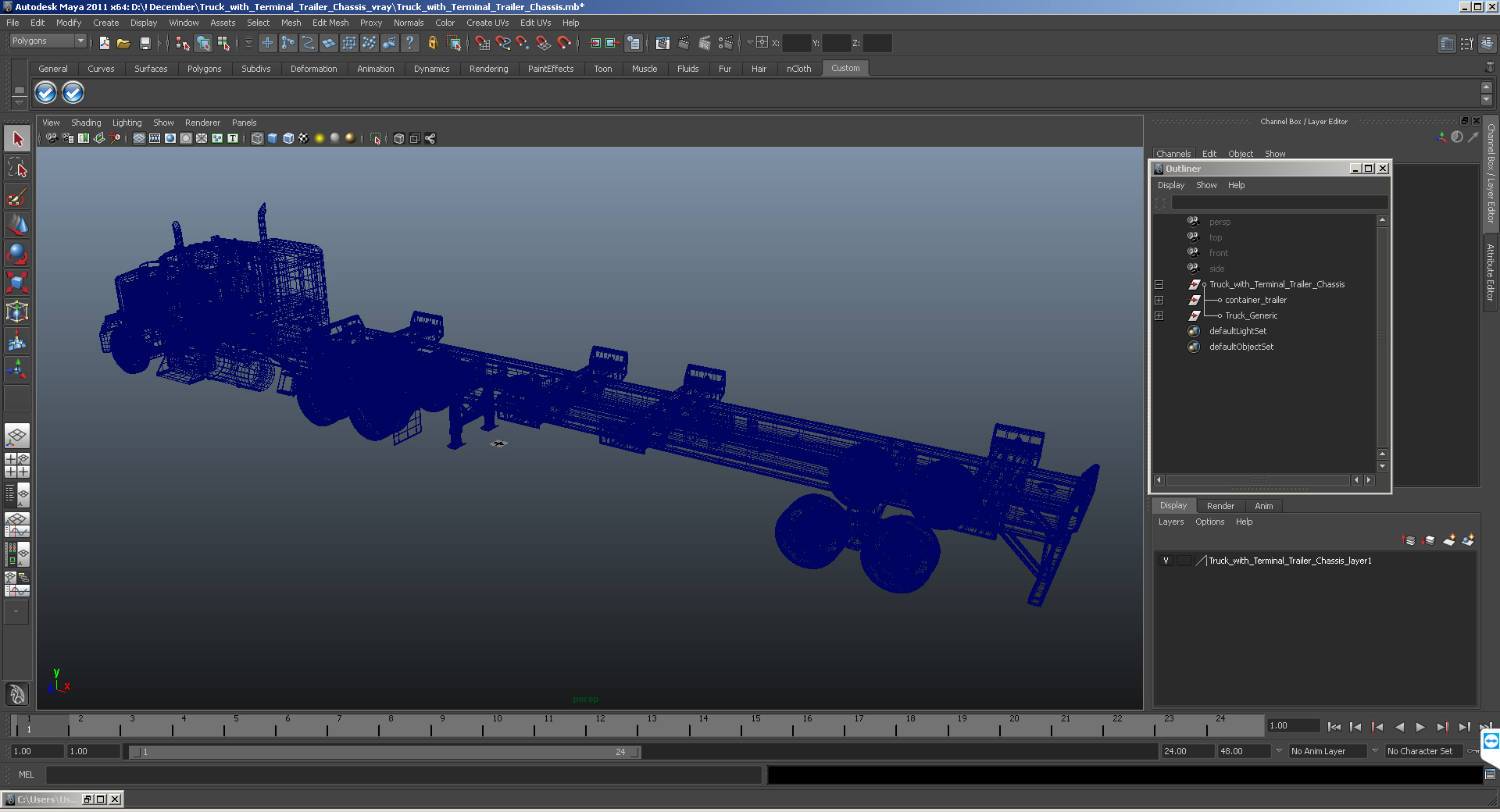 3D model Truck with Terminal Trailer Chassis