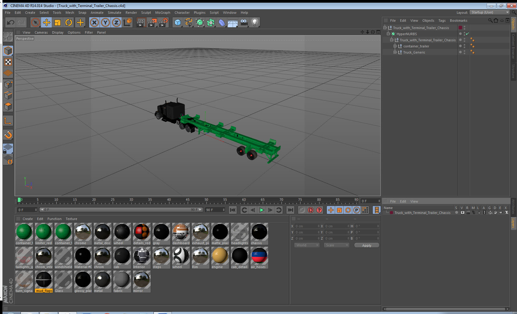 3D model Truck with Terminal Trailer Chassis