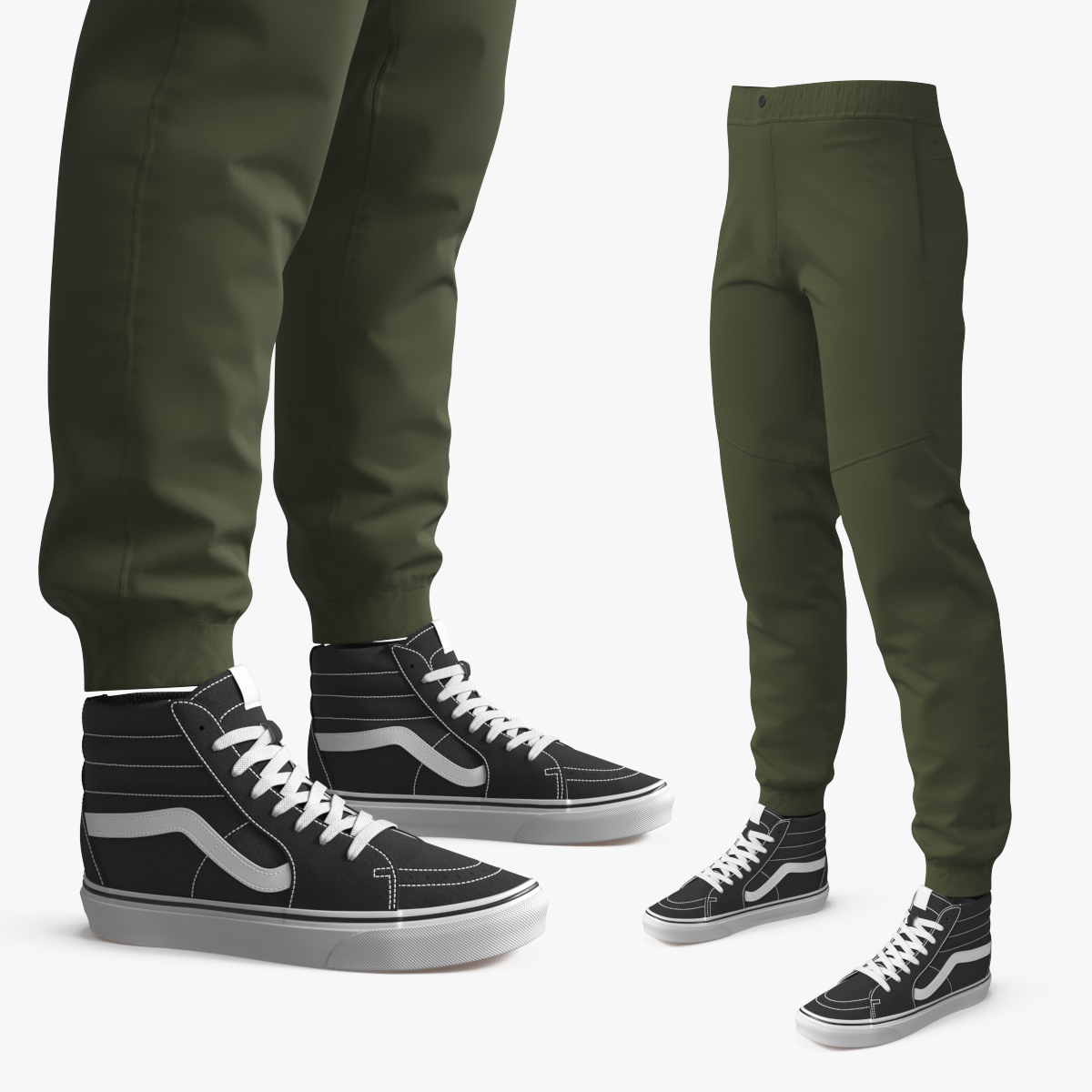 Casual High Sneakers with Joggers 3D model preview