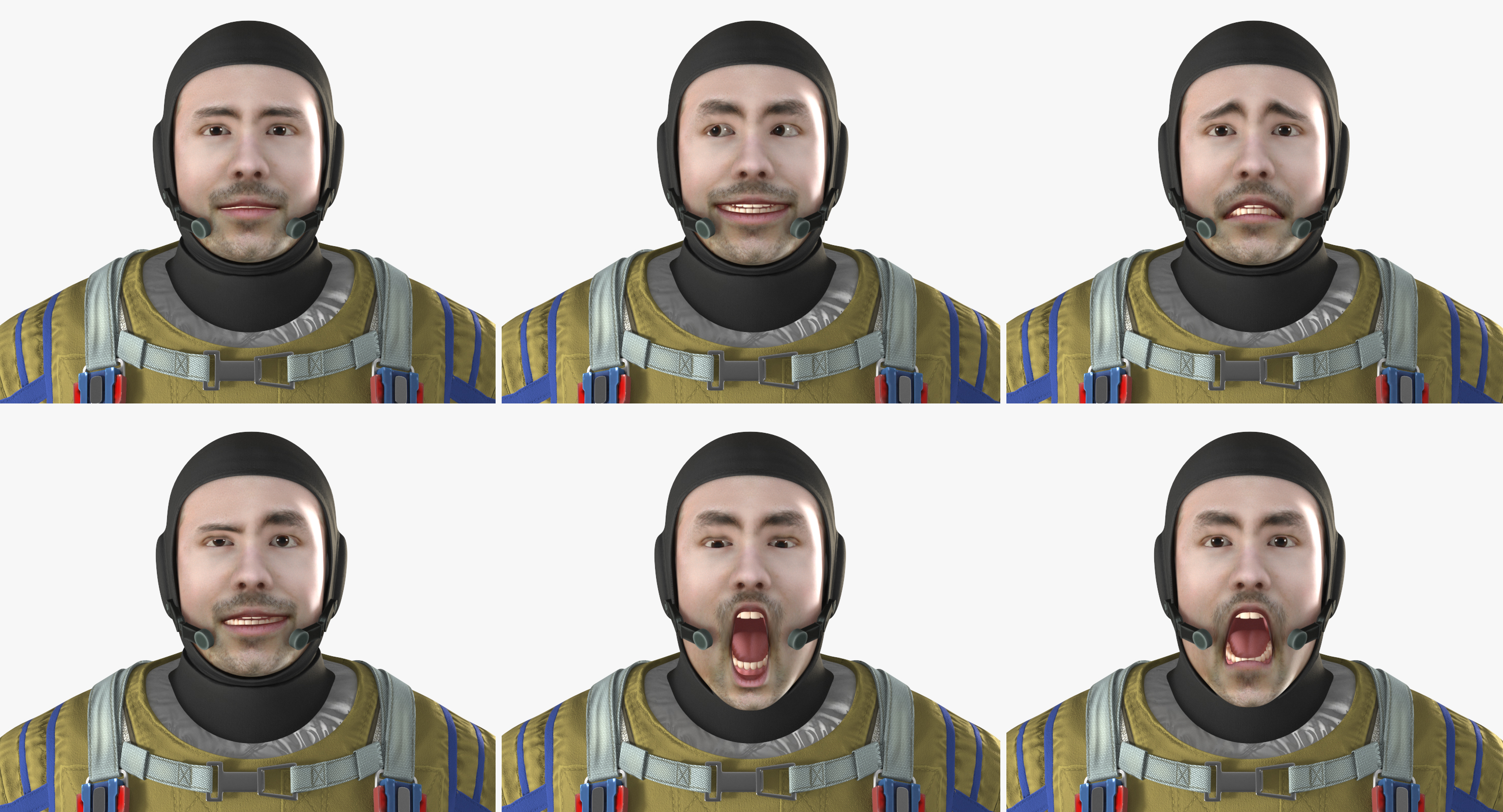 Astronaut Wearing Space Suit Strizh with SK 1 Helmet Rigged 3D model