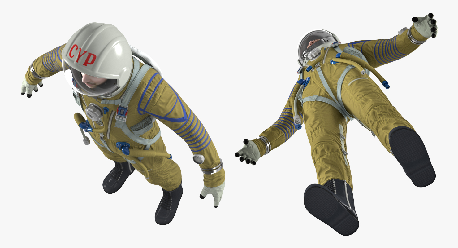 Astronaut Wearing Space Suit Strizh with SK 1 Helmet Rigged 3D model