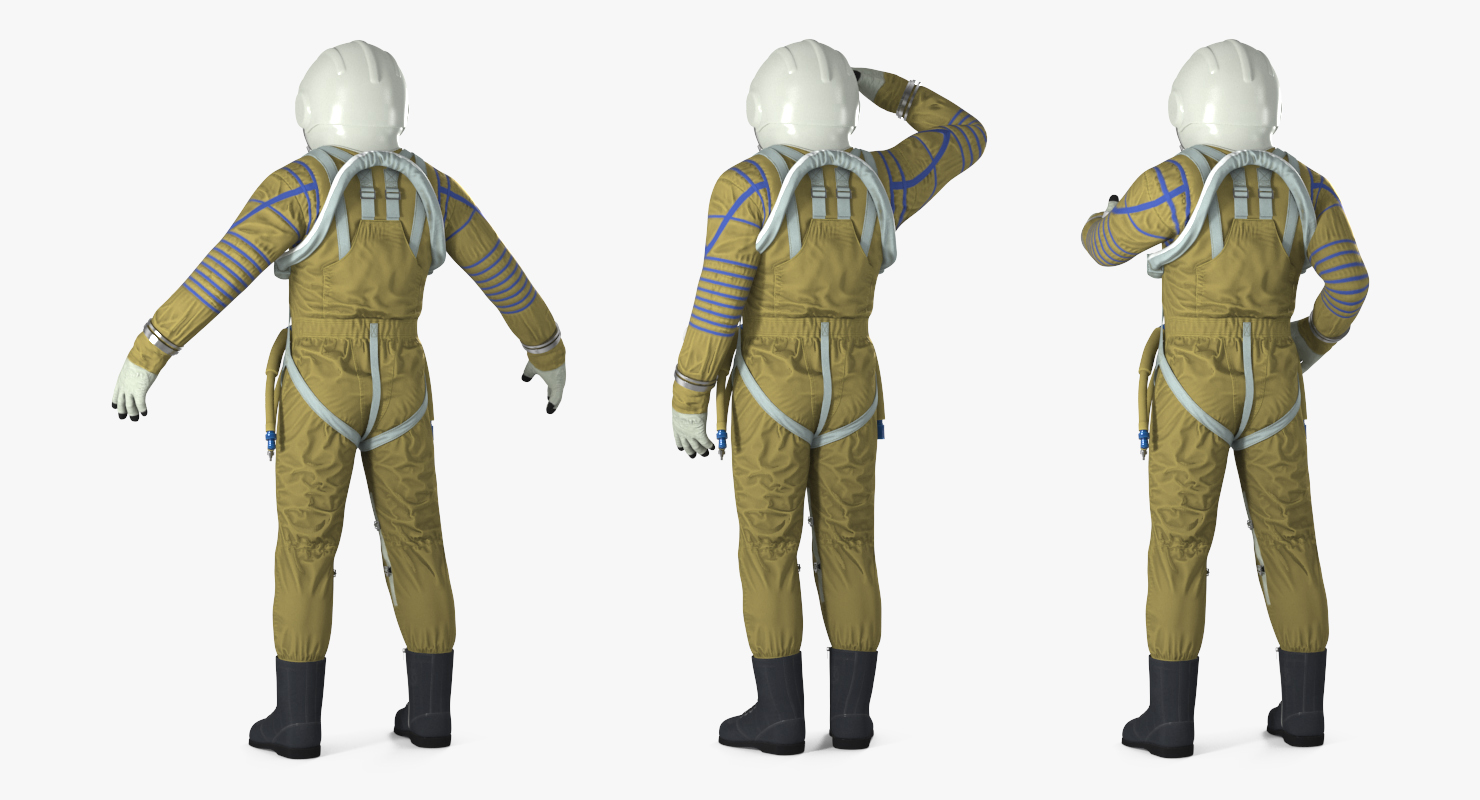 Astronaut Wearing Space Suit Strizh with SK 1 Helmet Rigged 3D model