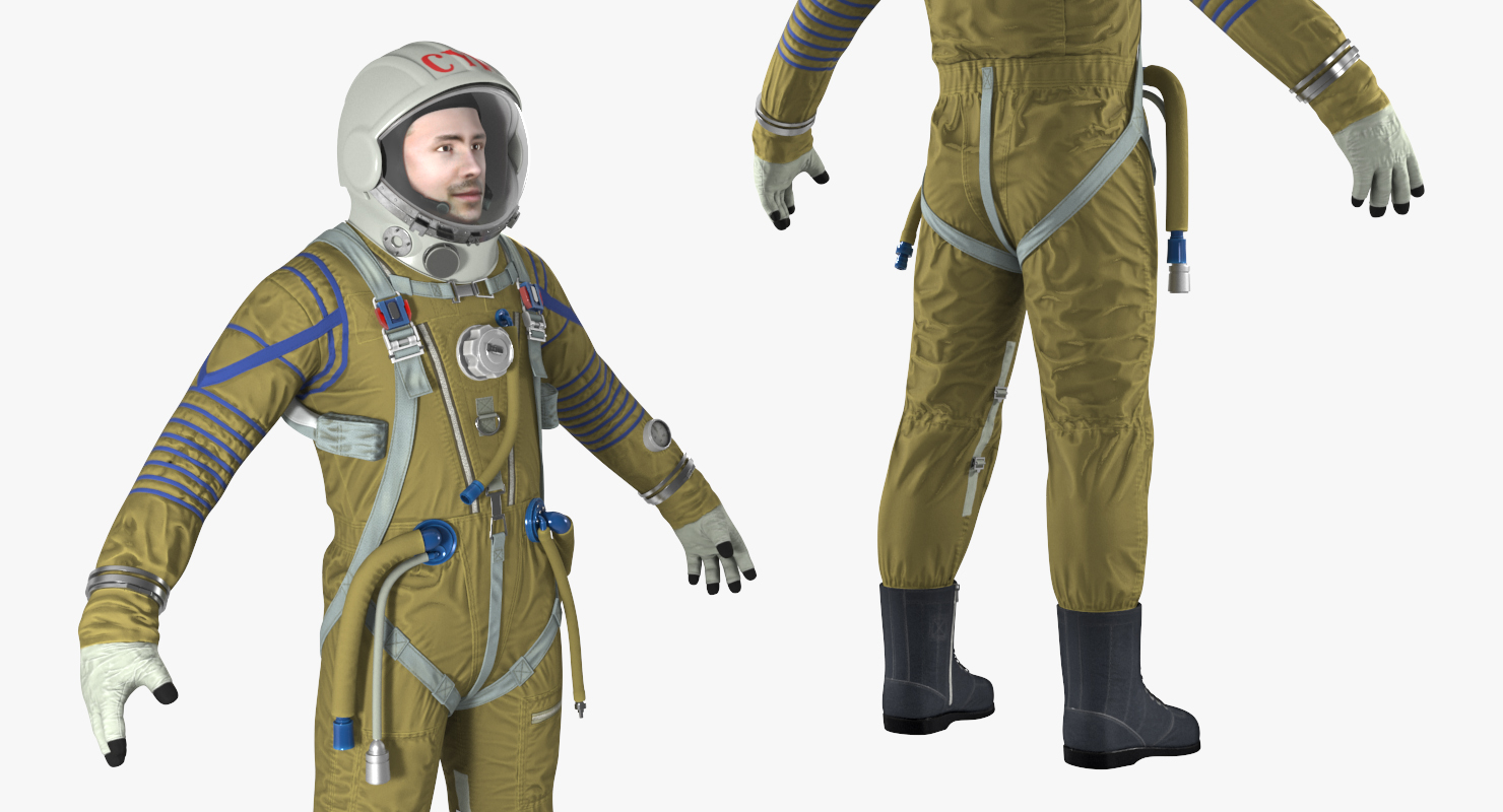 Astronaut Wearing Space Suit Strizh with SK 1 Helmet Rigged 3D model