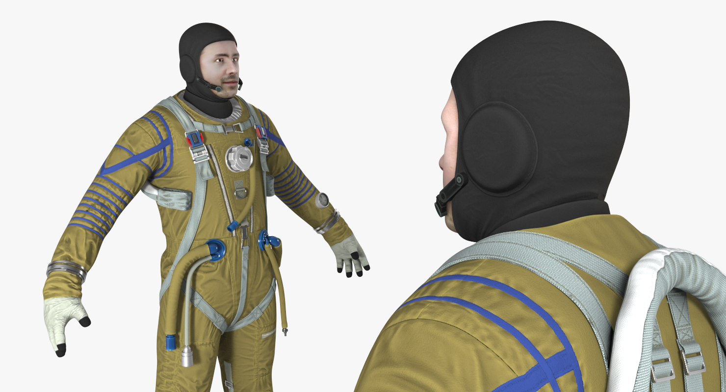 Astronaut Wearing Space Suit Strizh with SK 1 Helmet Rigged 3D model