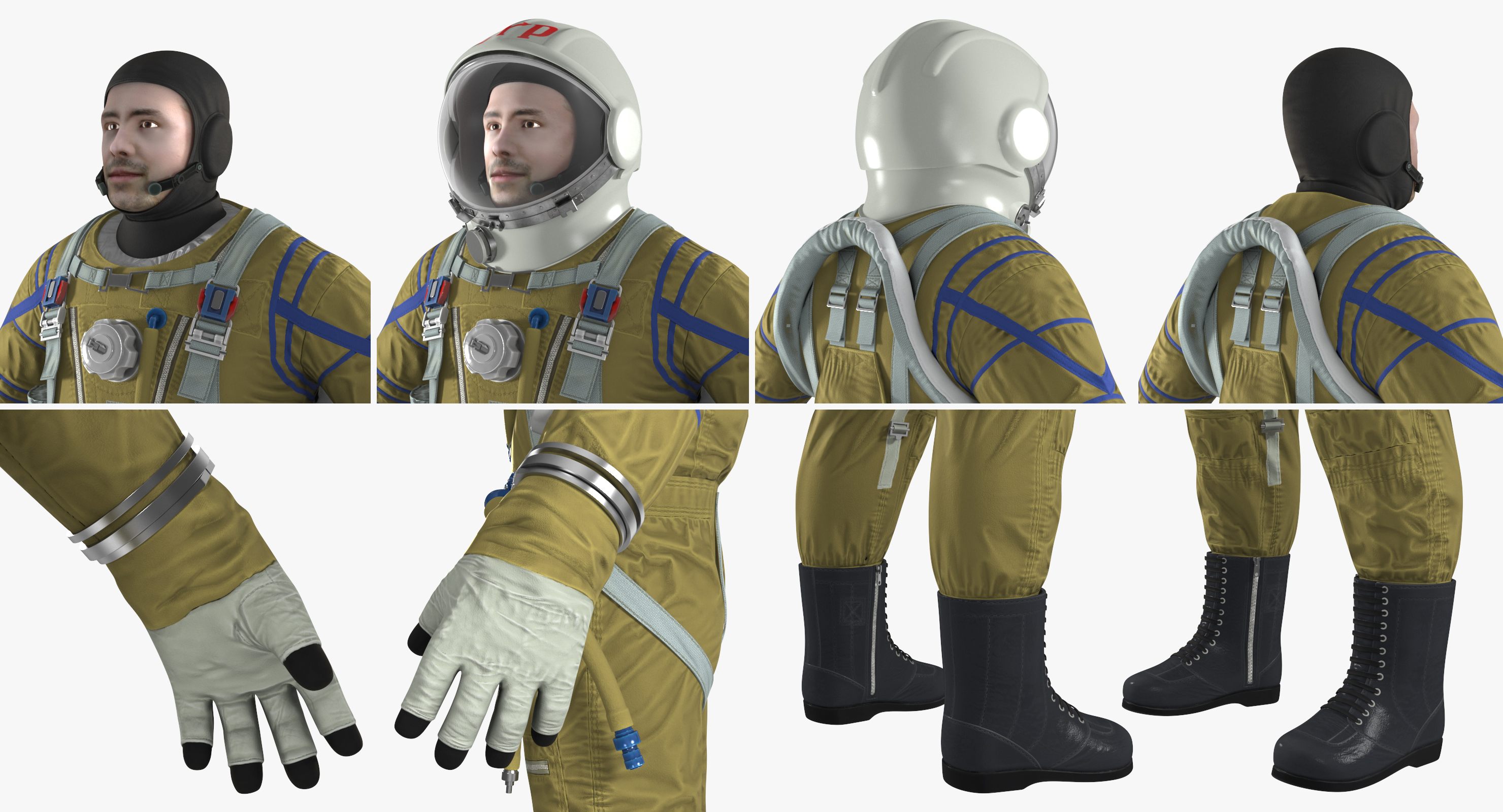 Astronaut Wearing Space Suit Strizh with SK 1 Helmet Rigged 3D model