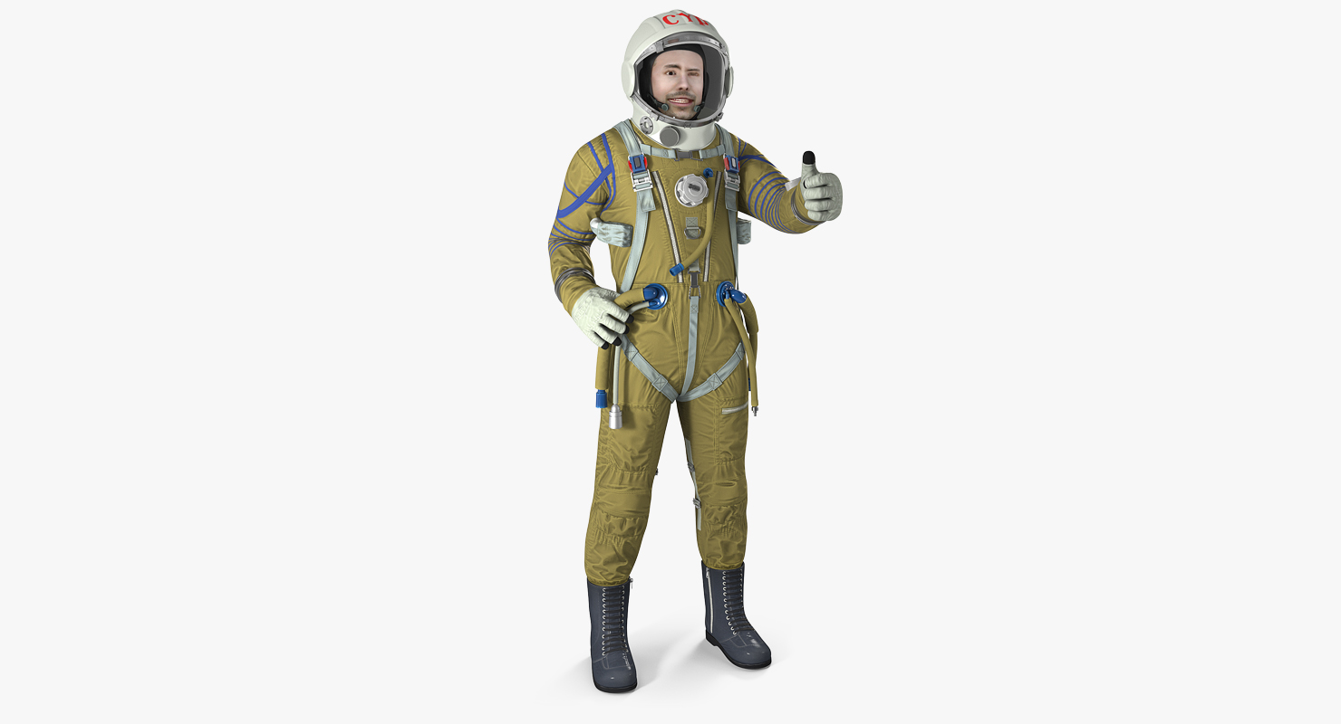 Astronaut Wearing Space Suit Strizh with SK 1 Helmet Rigged 3D model