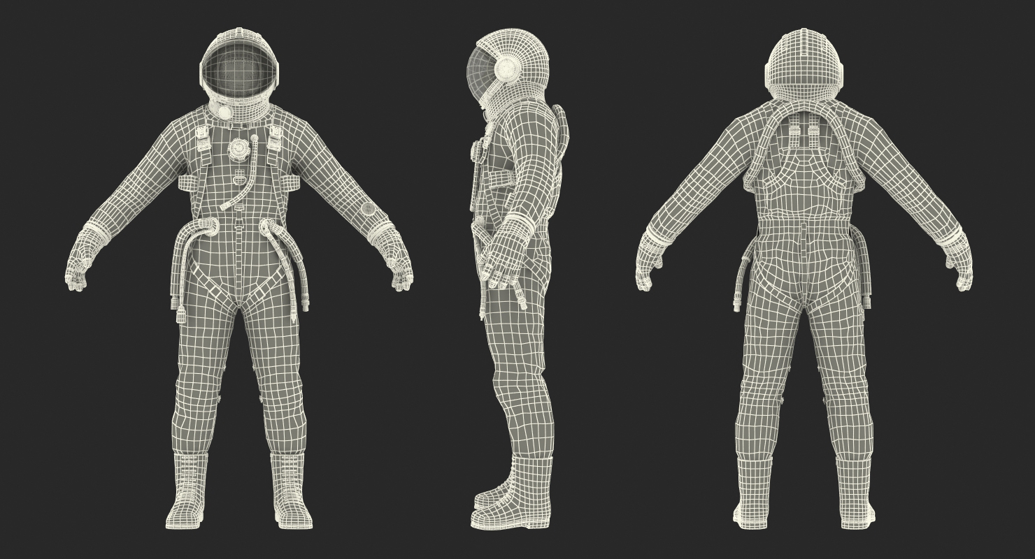 Astronaut Wearing Space Suit Strizh with SK 1 Helmet Rigged 3D model