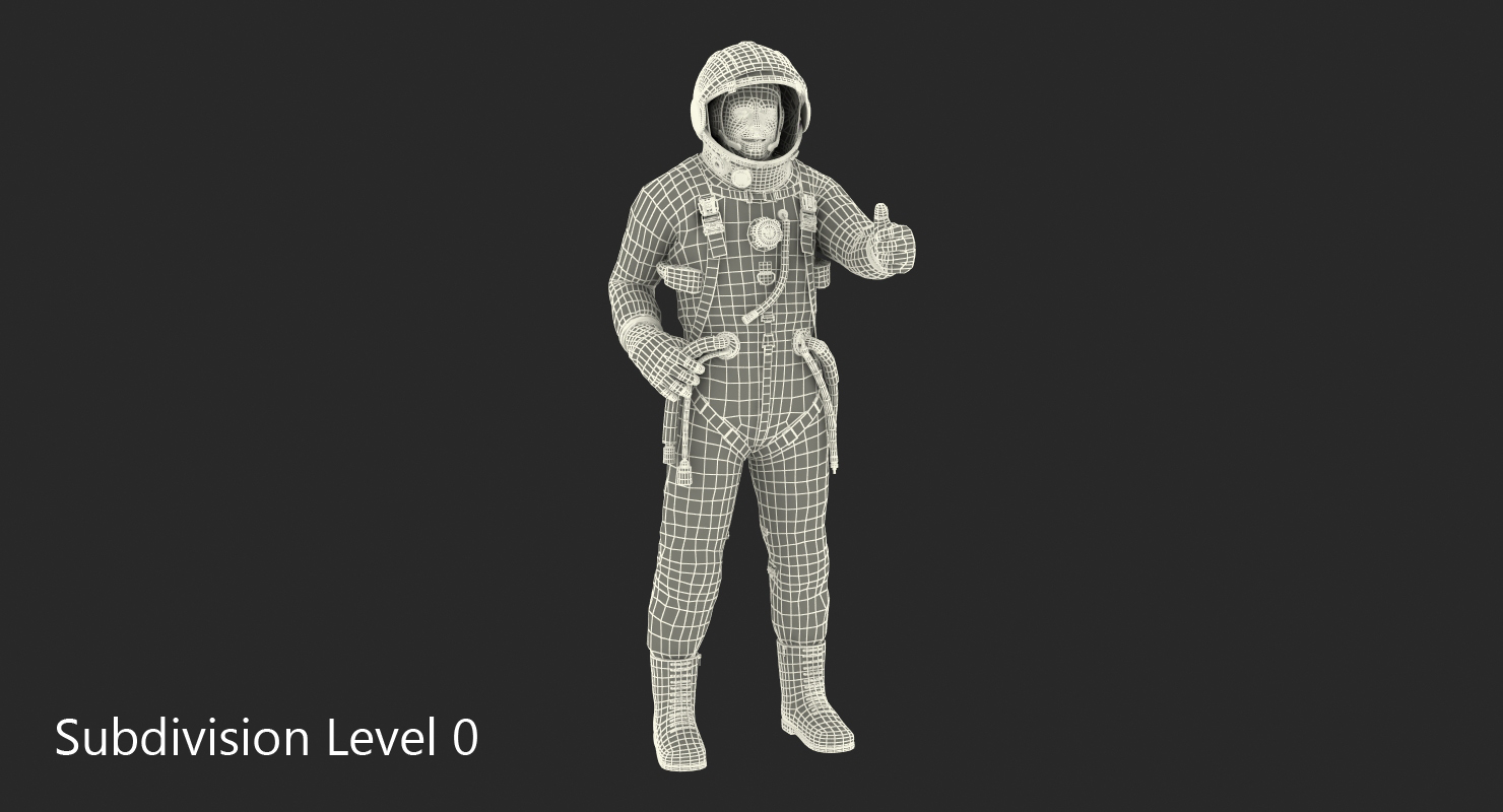 Astronaut Wearing Space Suit Strizh with SK 1 Helmet Rigged 3D model