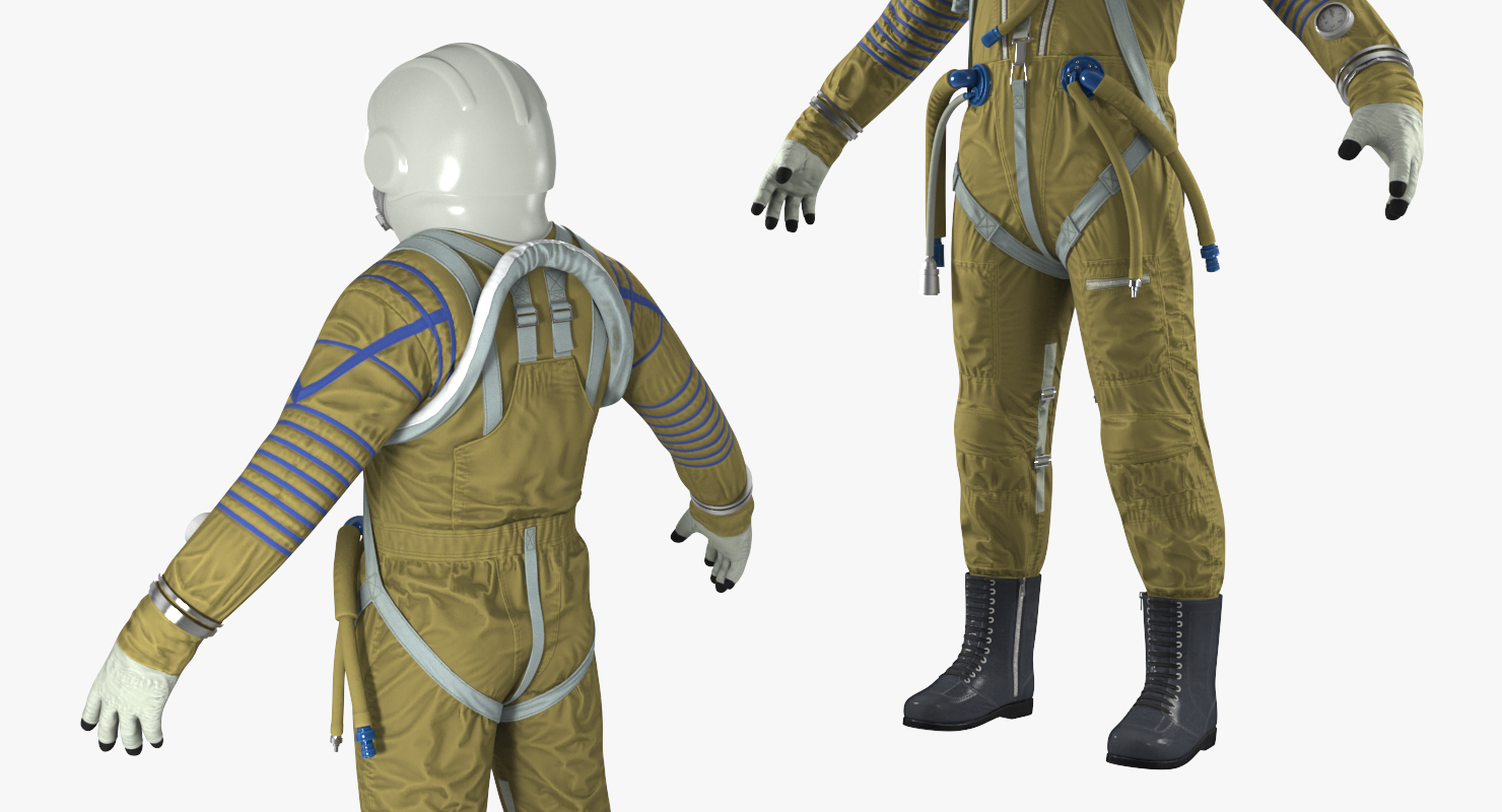 Astronaut Wearing Space Suit Strizh with SK 1 Helmet Rigged 3D model
