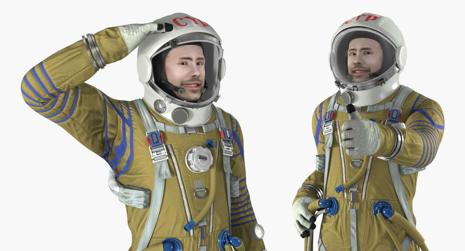 Astronaut Wearing Space Suit Strizh with SK 1 Helmet Rigged 3D model