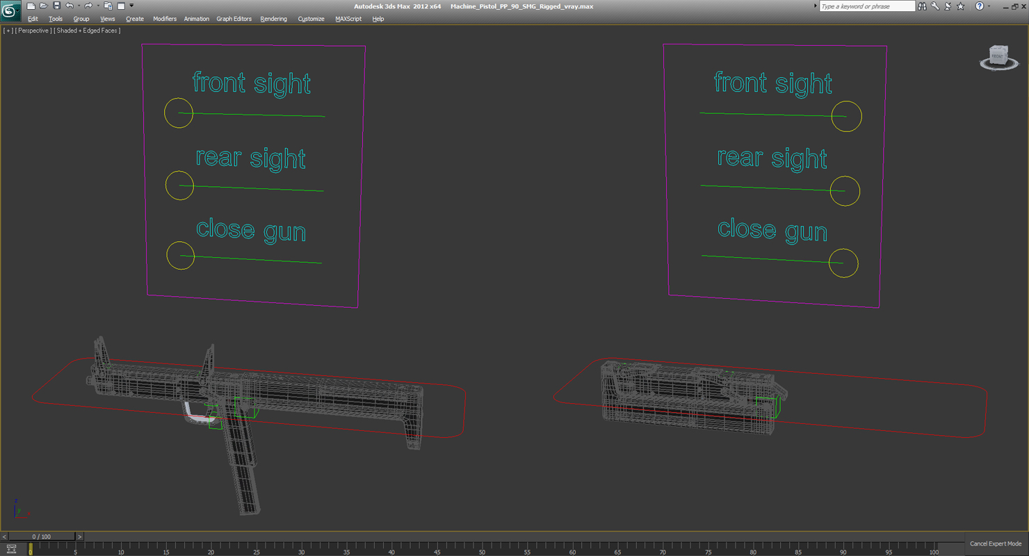 3D Machine Pistol PP 90 SMG Rigged