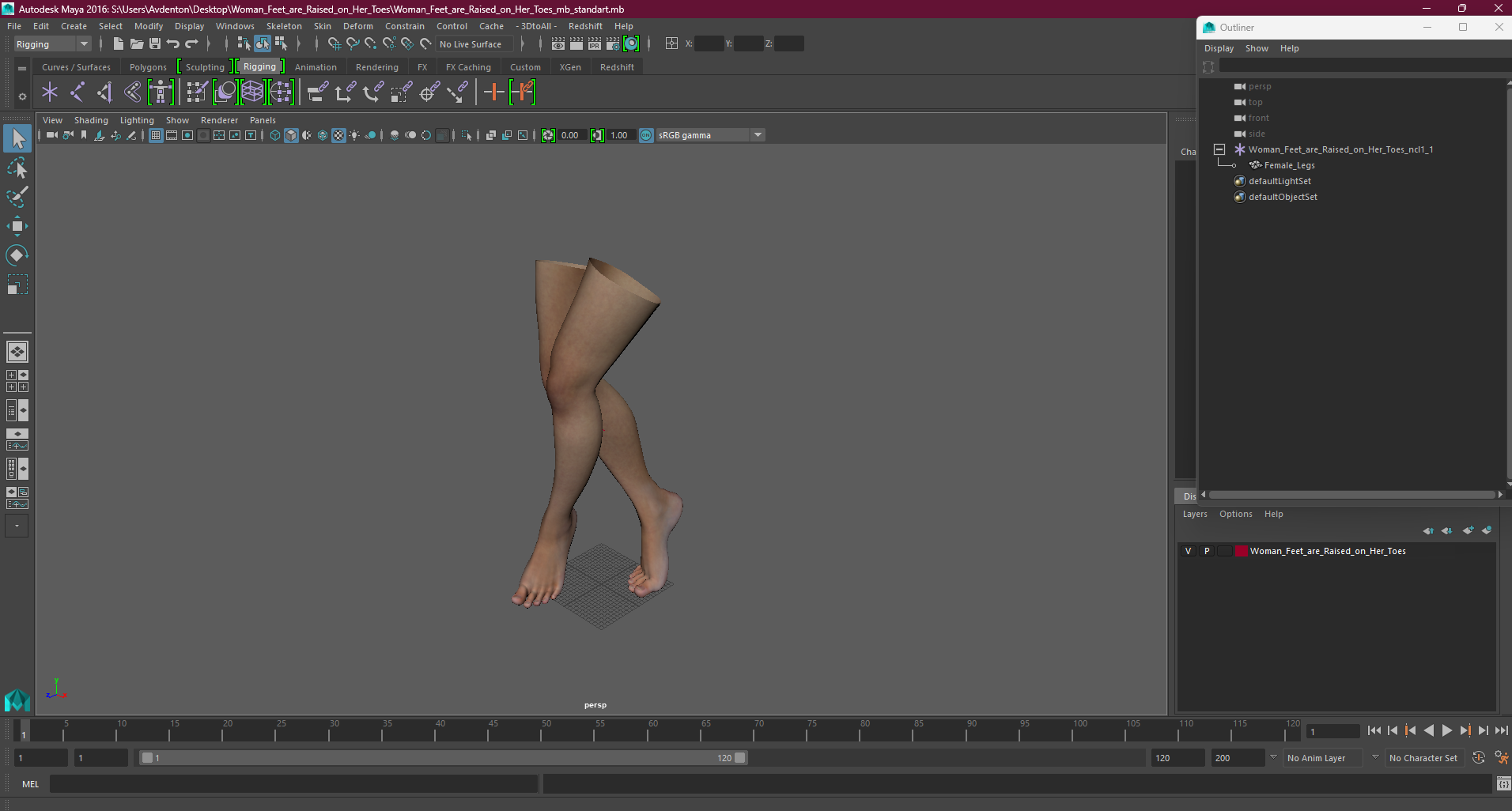 3D Woman Feet are Raised on Her Toes model