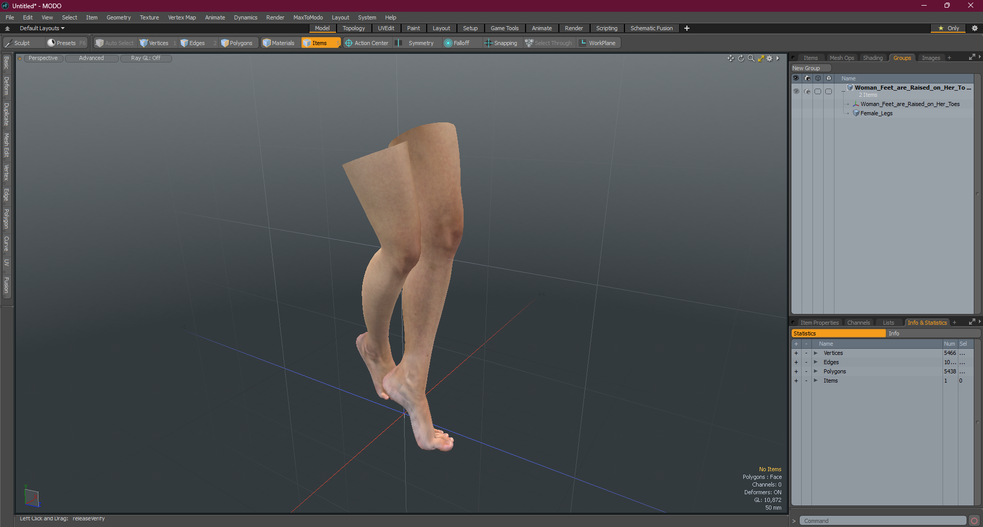 3D Woman Feet are Raised on Her Toes model