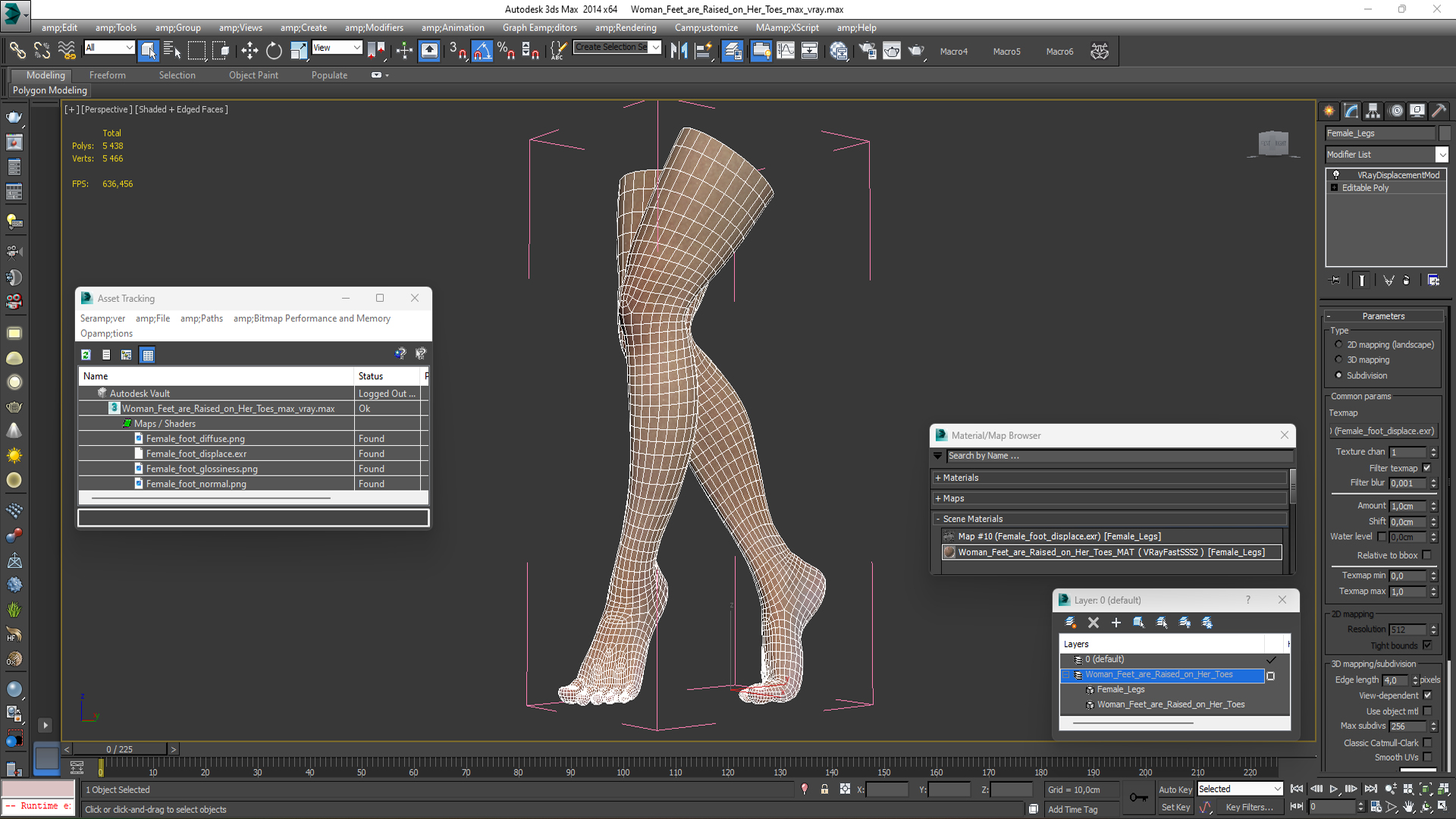 3D Woman Feet are Raised on Her Toes model