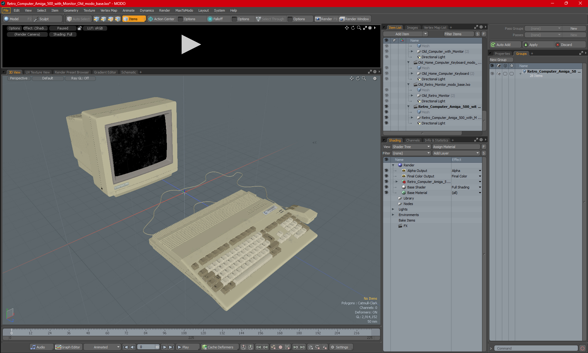 3D Retro Computer Amiga 500 with Monitor Old