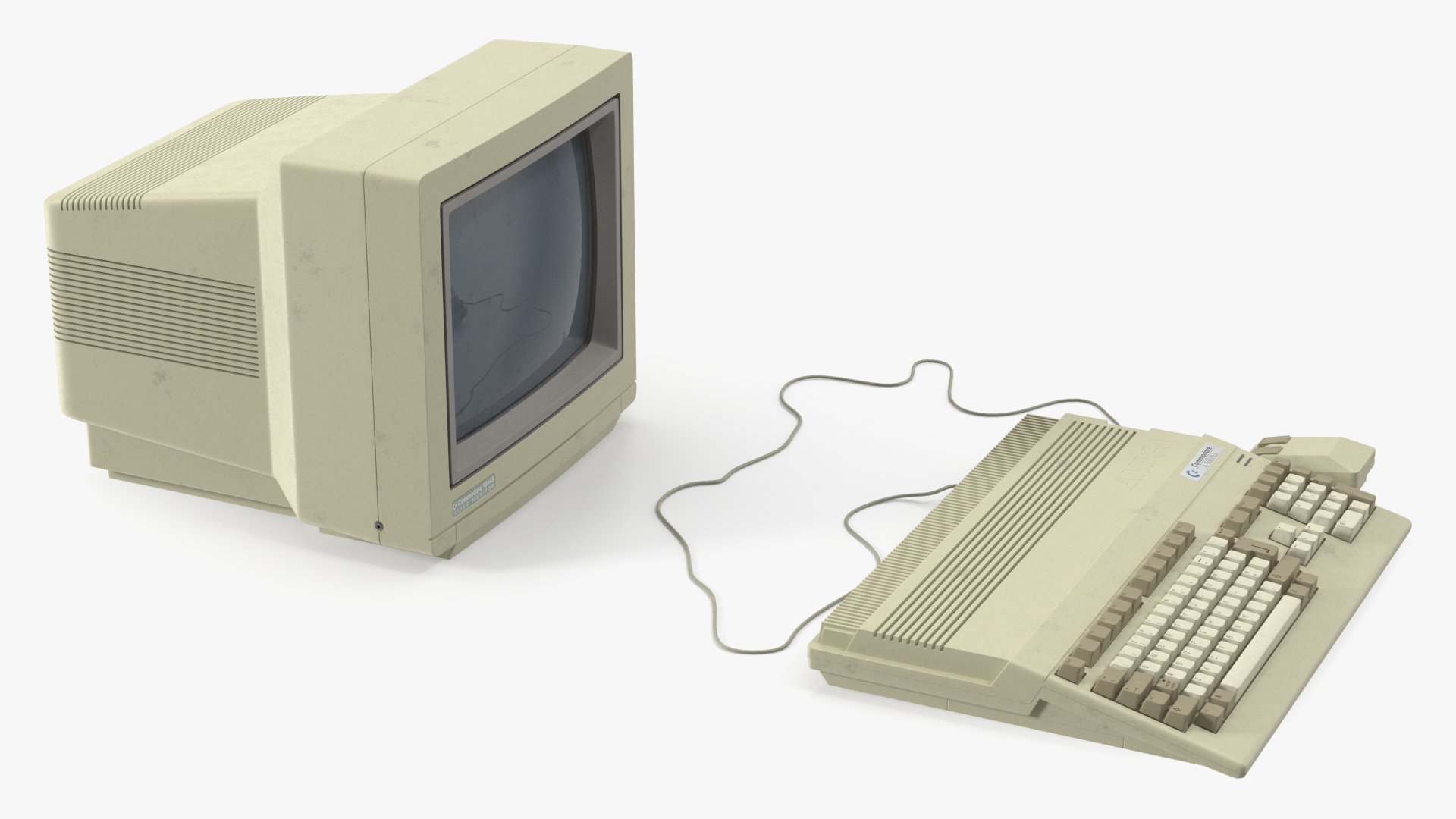 3D Retro Computer Amiga 500 with Monitor Old
