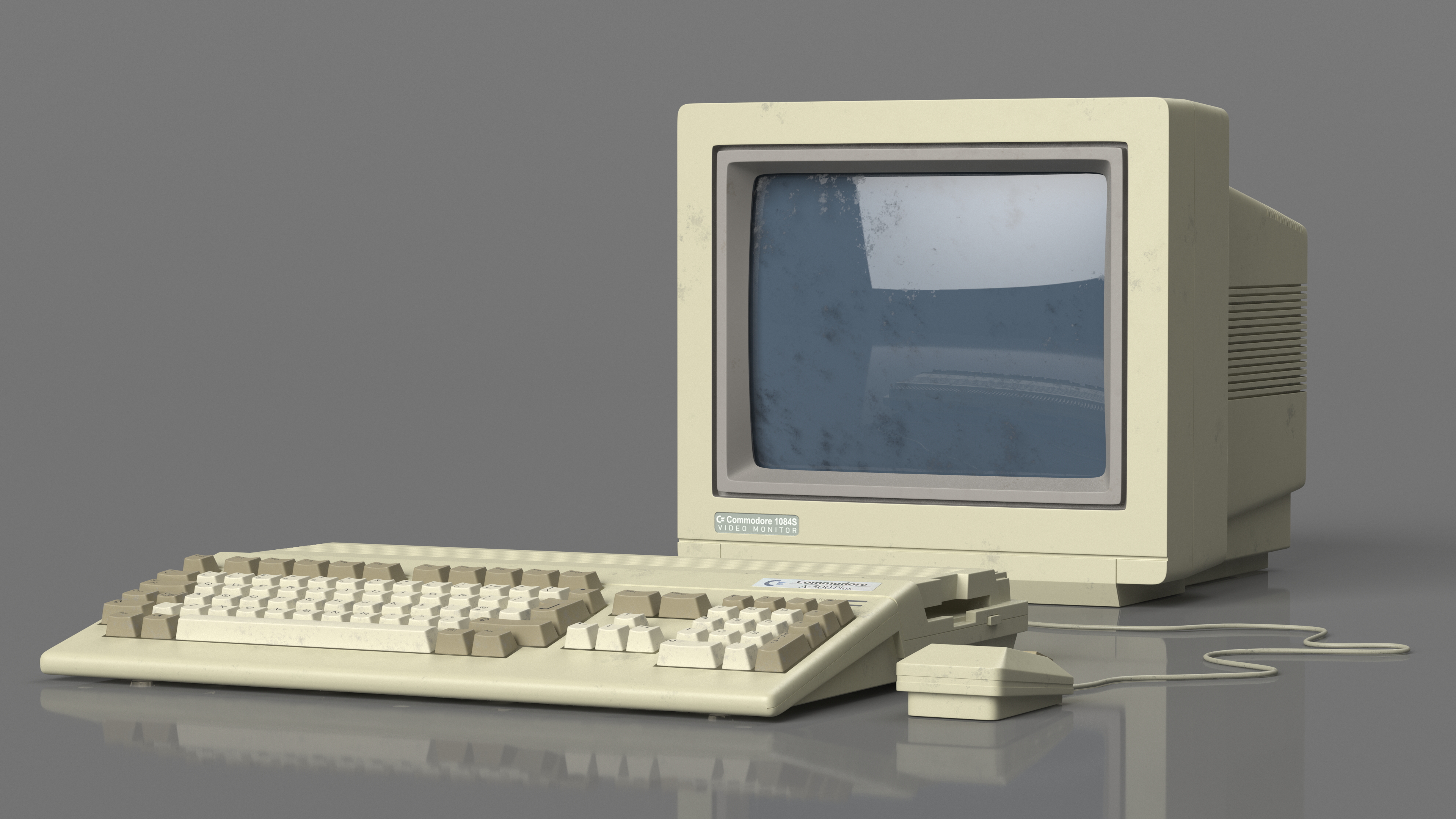 3D Retro Computer Amiga 500 with Monitor Old
