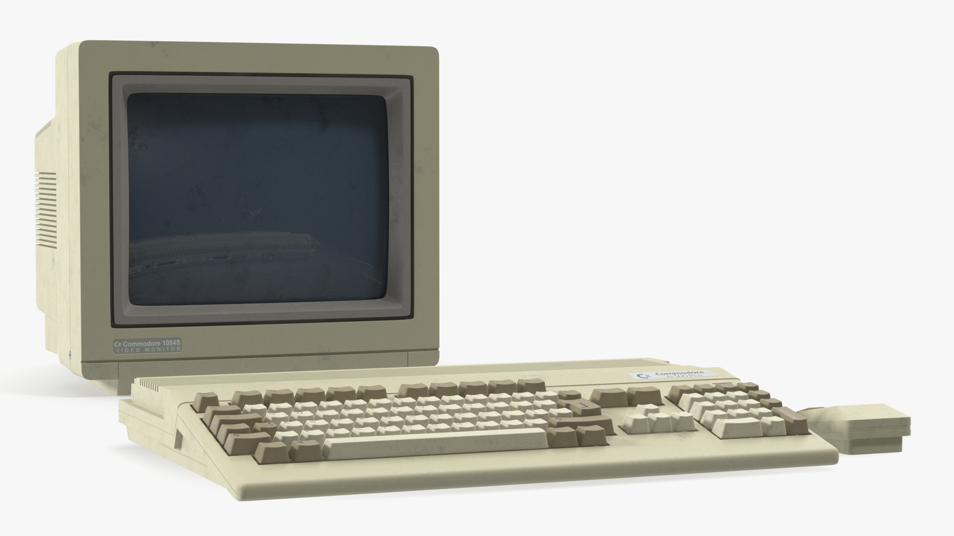 3D Retro Computer Amiga 500 with Monitor Old