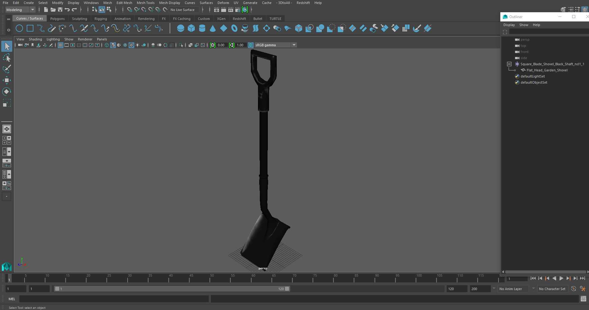 3D Square Blade Shovel Black Shaft