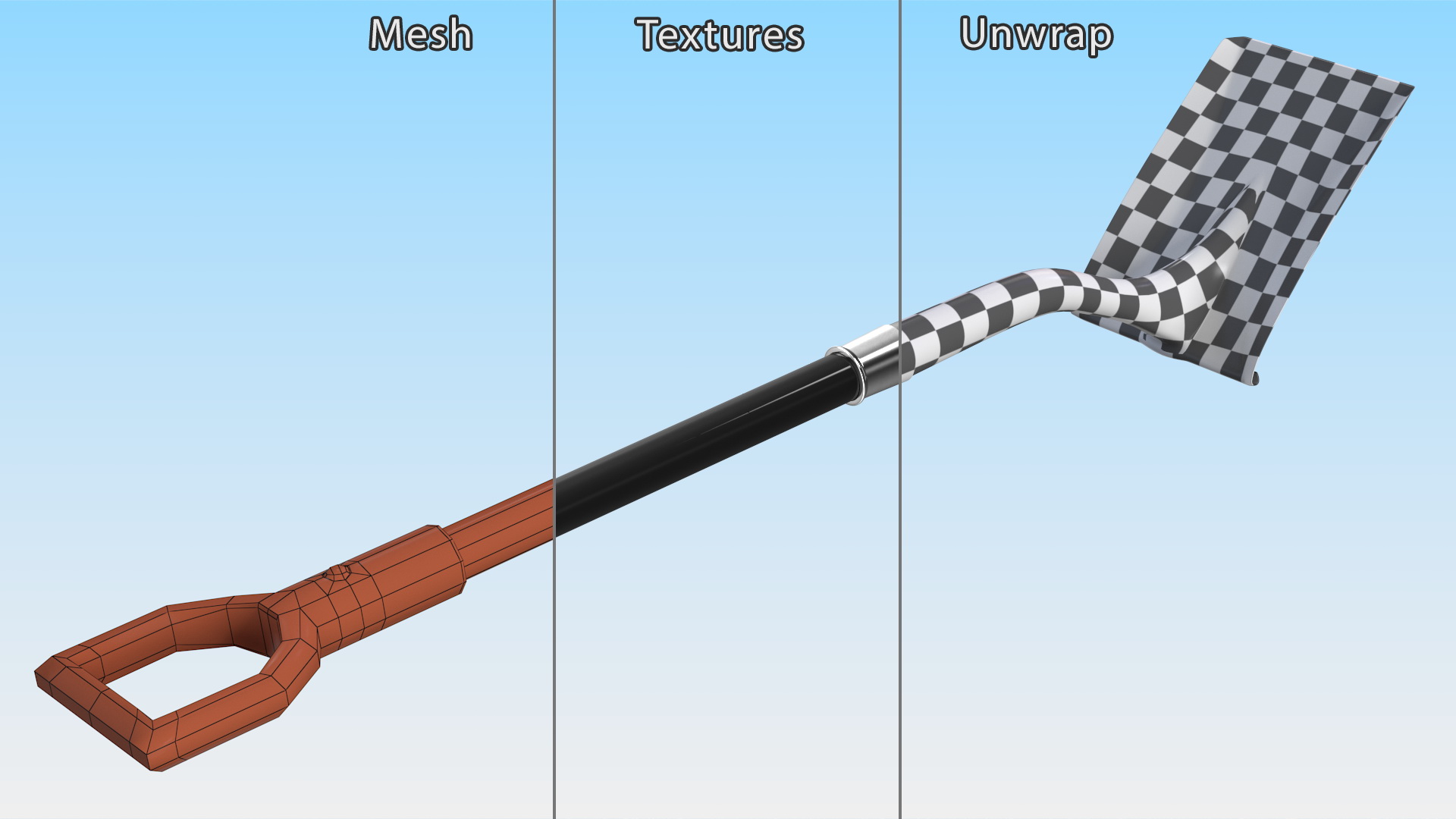 3D Square Blade Shovel Black Shaft
